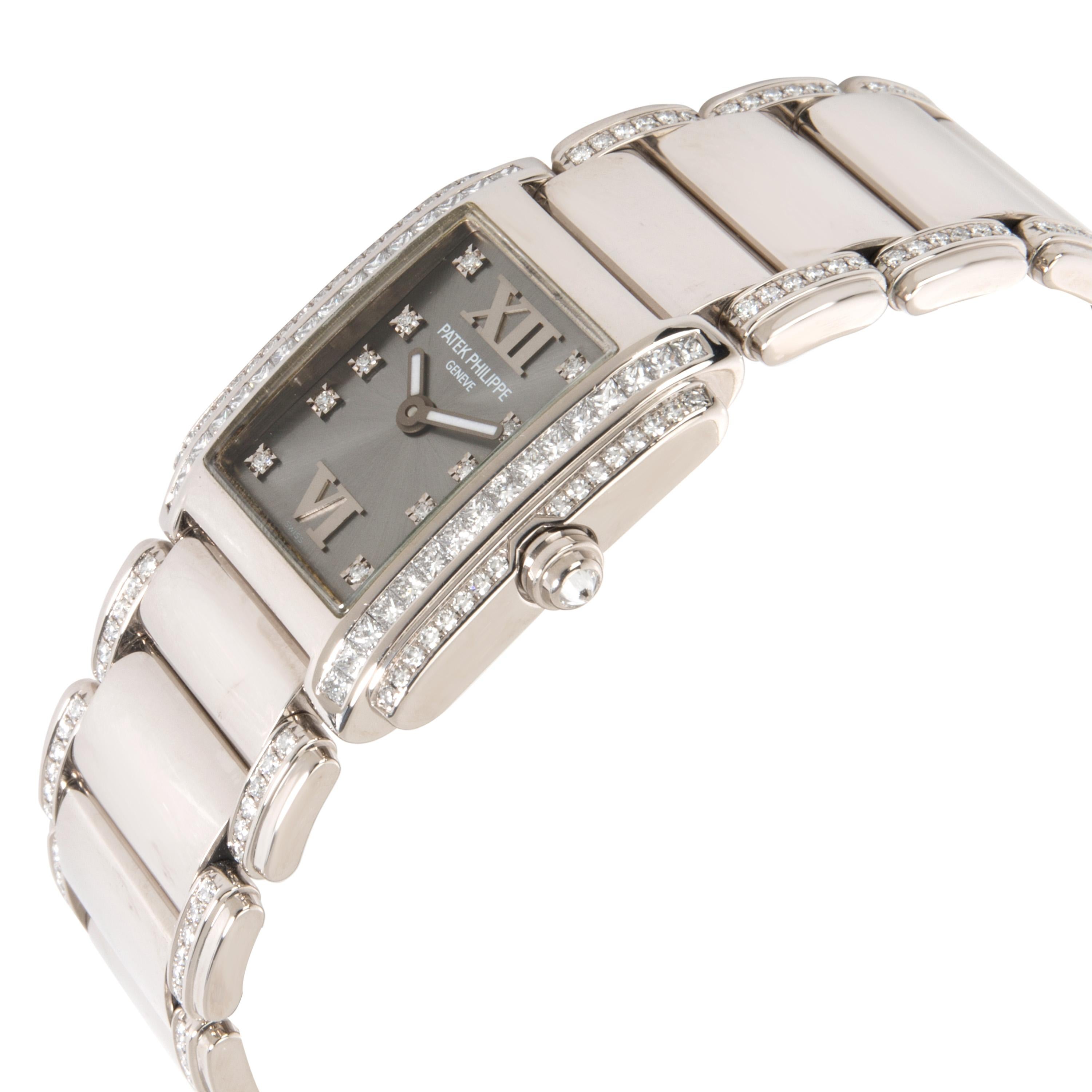 Patek Philippe Twenty~4 4908/310G Women's Watch in 18 Karat White Gold In Excellent Condition In New York, NY