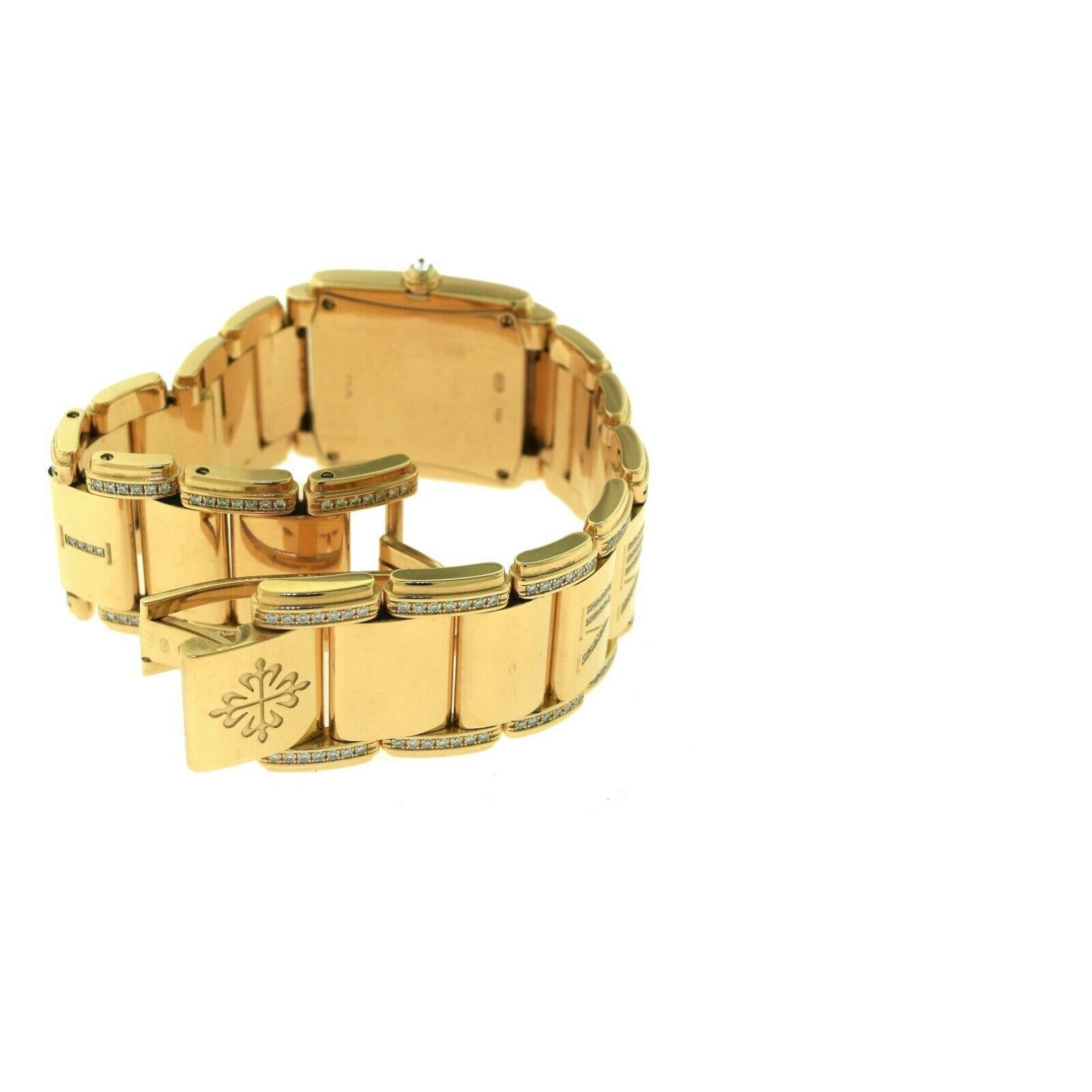 Women's or Men's Patek Philippe Twenty 4 4910/40R Rose Gold Diamond Rectangle Watch