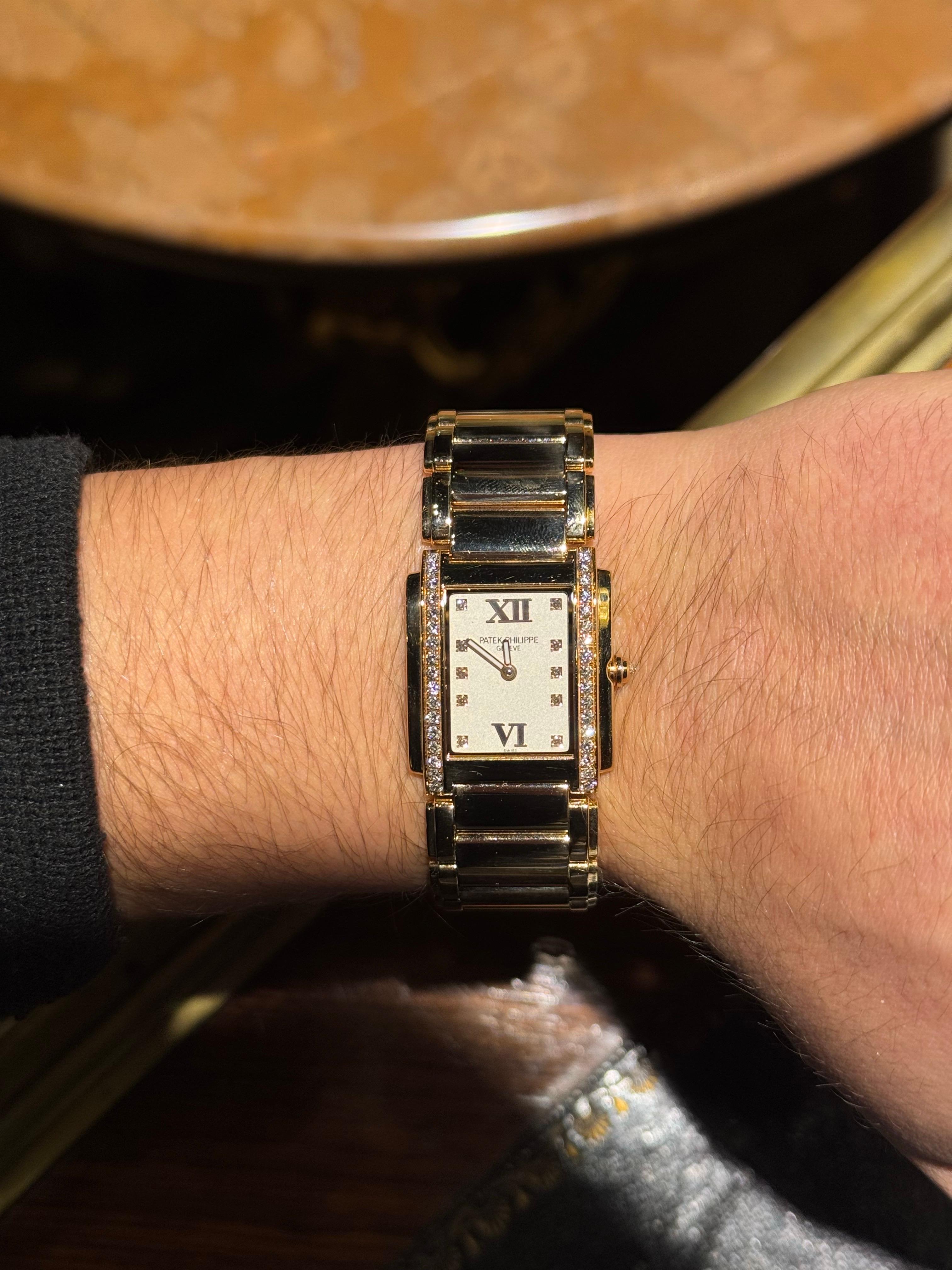 Patek Philippe Twenty~4 4910 in 18 Karat Roségold und Diamant im Angebot 13