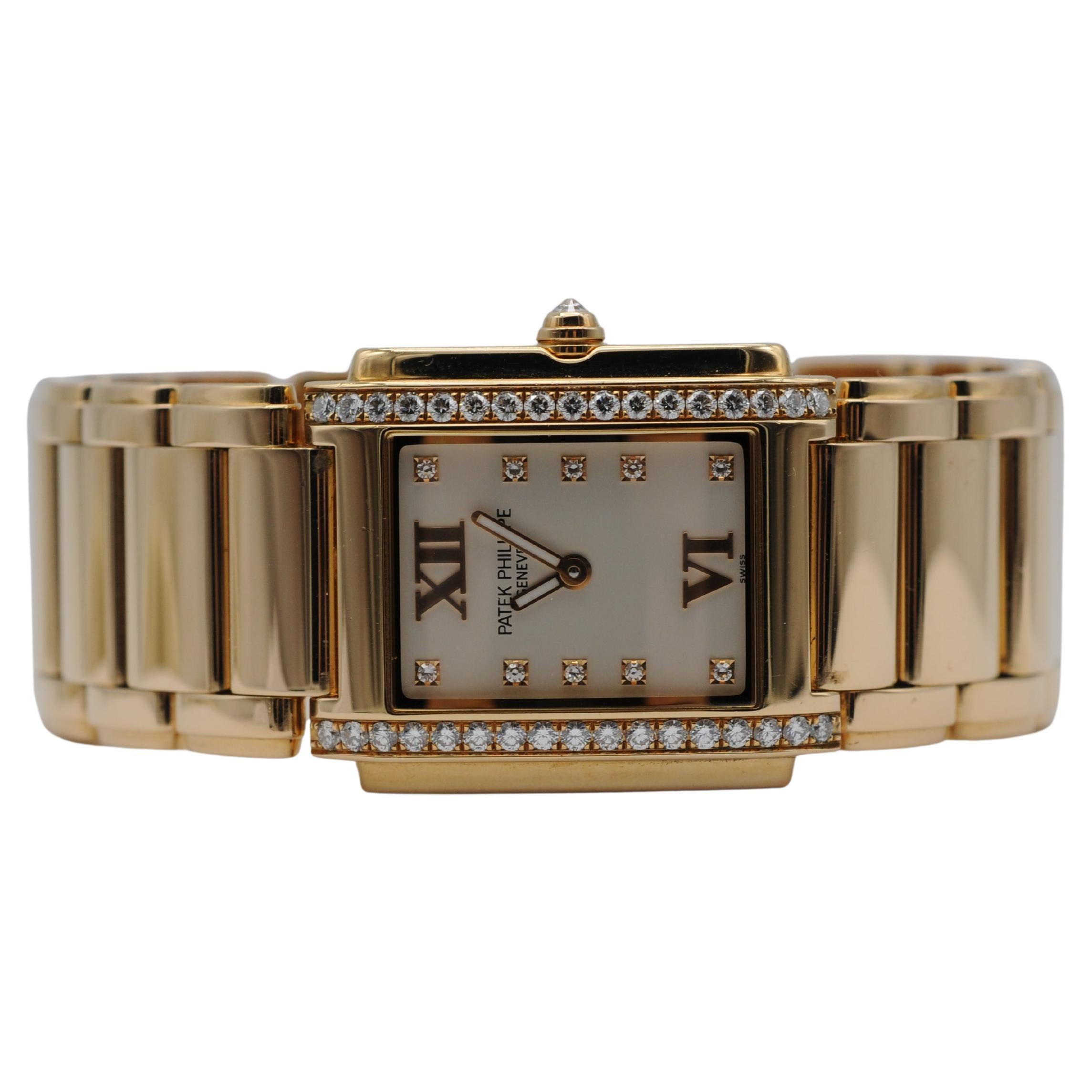 Aesthetic Movement Patek Philippe Twenty~4 4910 in 18k yellow gold and diamond For Sale