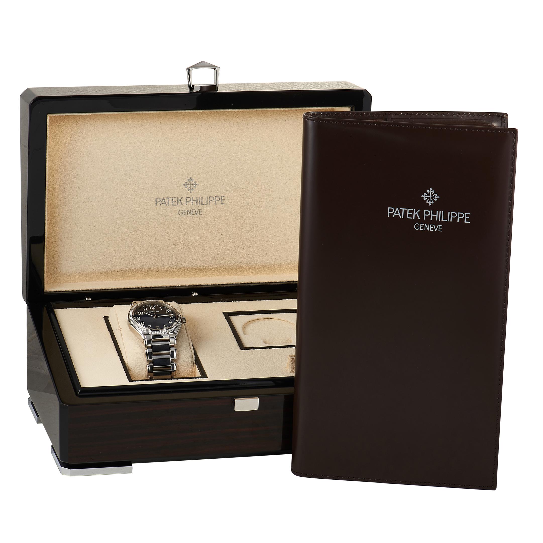 Patek Philippe Twenty~4 Automatik-Edelstahl-Uhr mit blauem Zifferblatt 7300/1200A-001 Damen