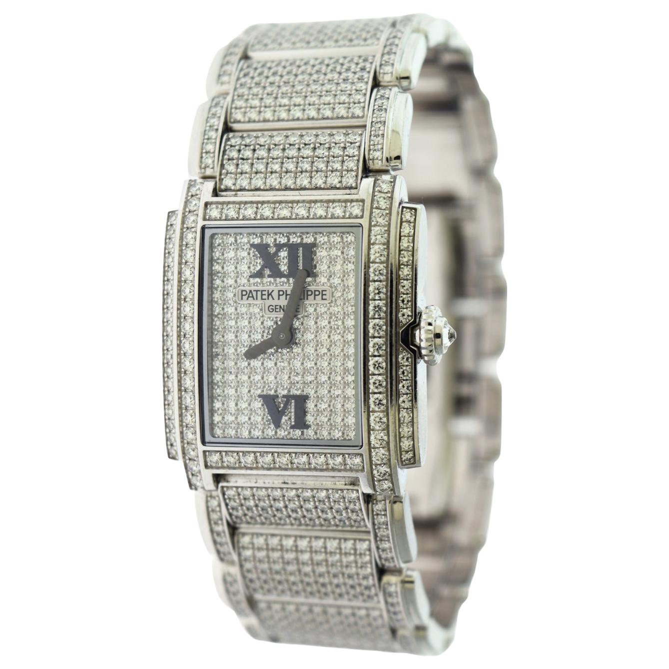 Patek Philippe Twenty~4 Ref. 4910/52G-001 Diamond Pave 18 Karat Gold Watch