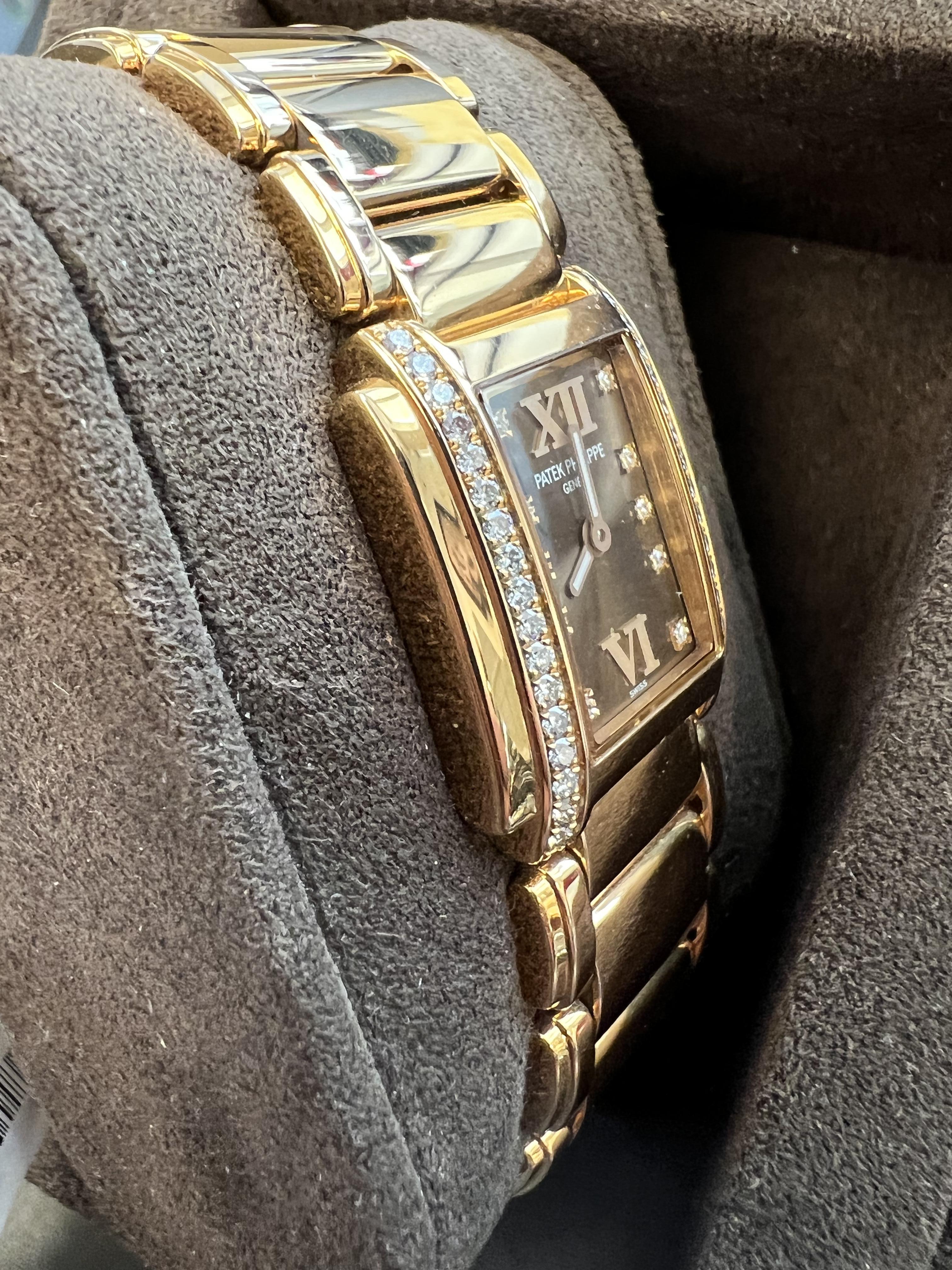 Round Cut Patek Philippe Twenty~4 Rose Gold Brown Dial For Sale