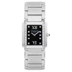 Patek Philippe Twenty4 Steel Quartz 0.45ct Diamond Black Dial Watch 4910/10A-001