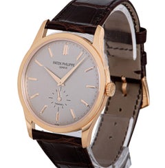 Patek Philippe Unworn Calatrava Men's 18k Rose Gold Double Name Tiffany & Co.