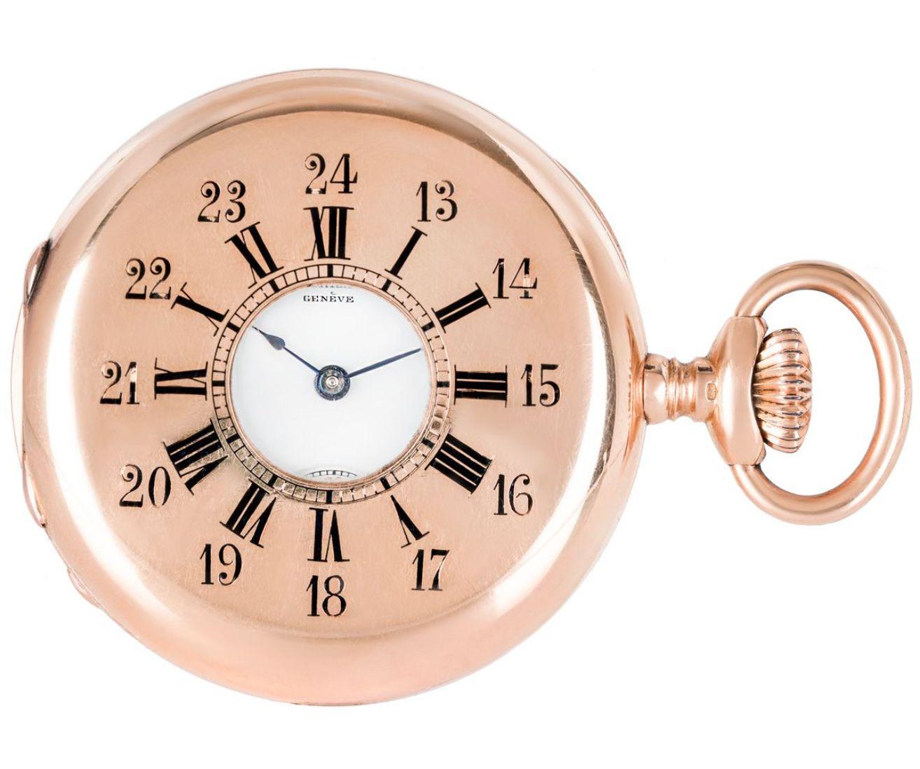 Patek Philippe. A Very Rare Rose Gold Early Half Hunter Keyless Lever Pocket Watch C1880 with Original Box which is Numbered and it's Original Certificate

Dial: The rare and unusual white enamel dial signed Patek Philippe & Co Genève with Roman