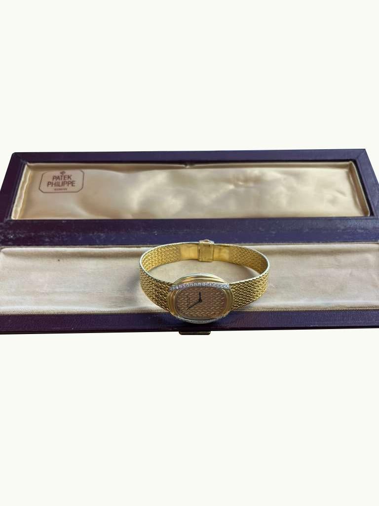 Patek Philippe Vintage 18K Gelbgold Diamant Handaufzugsuhr Uhr 4288 im Angebot 4