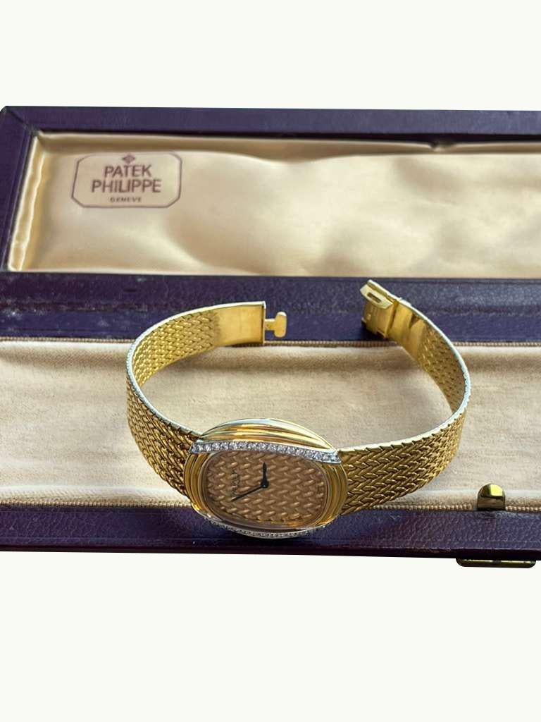 Patek Philippe Vintage 18K Gelbgold Diamant Handaufzugsuhr Uhr 4288 im Angebot 6