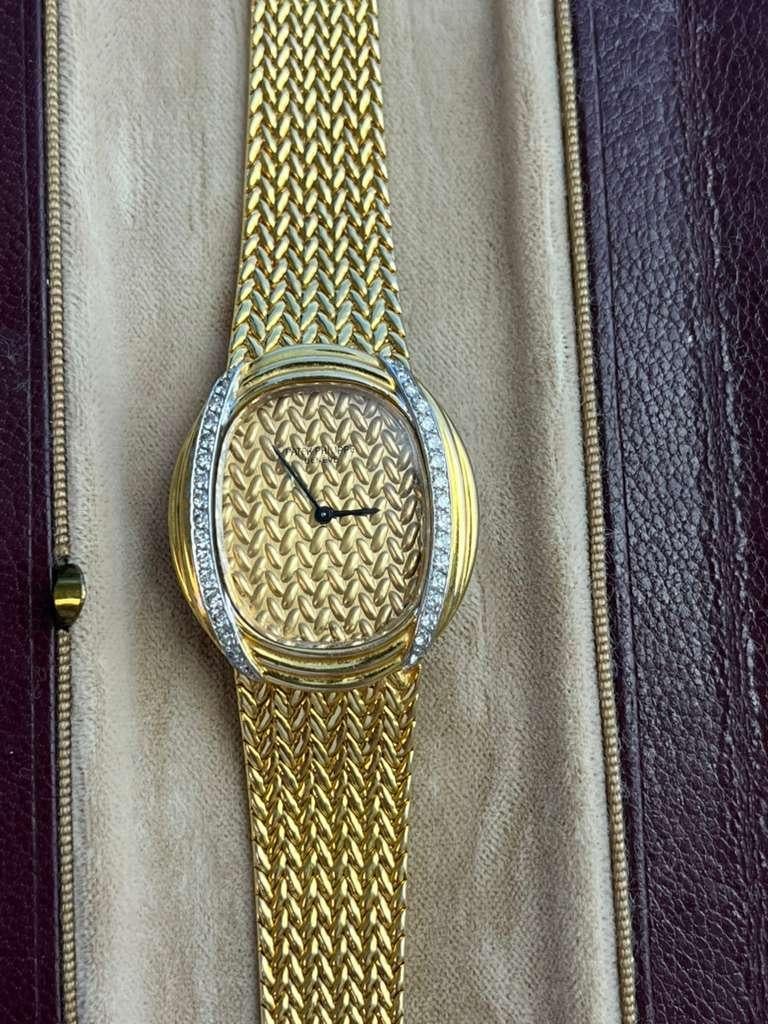 Patek Philippe Vintage 18K Gelbgold Diamant Handaufzugsuhr Uhr 4288 im Angebot 2