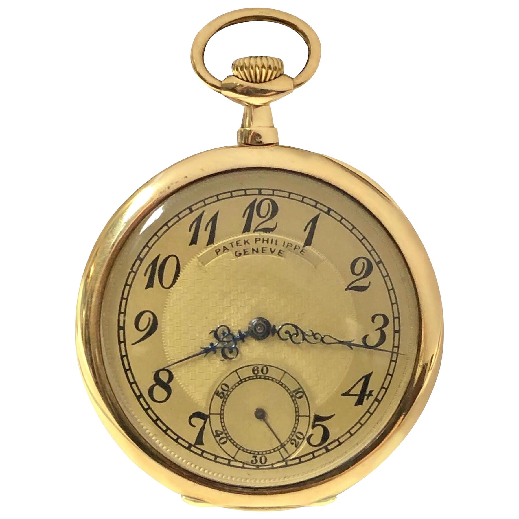 Patek Philippe Vintage Fine Yellow Gold and Textured Dial Gents Pocket Watch