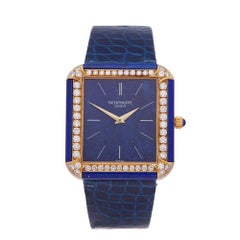 Patek Philippe Vintage Lapis Lazuli 18 Karat Yellow Gold 3727 Wristwatch