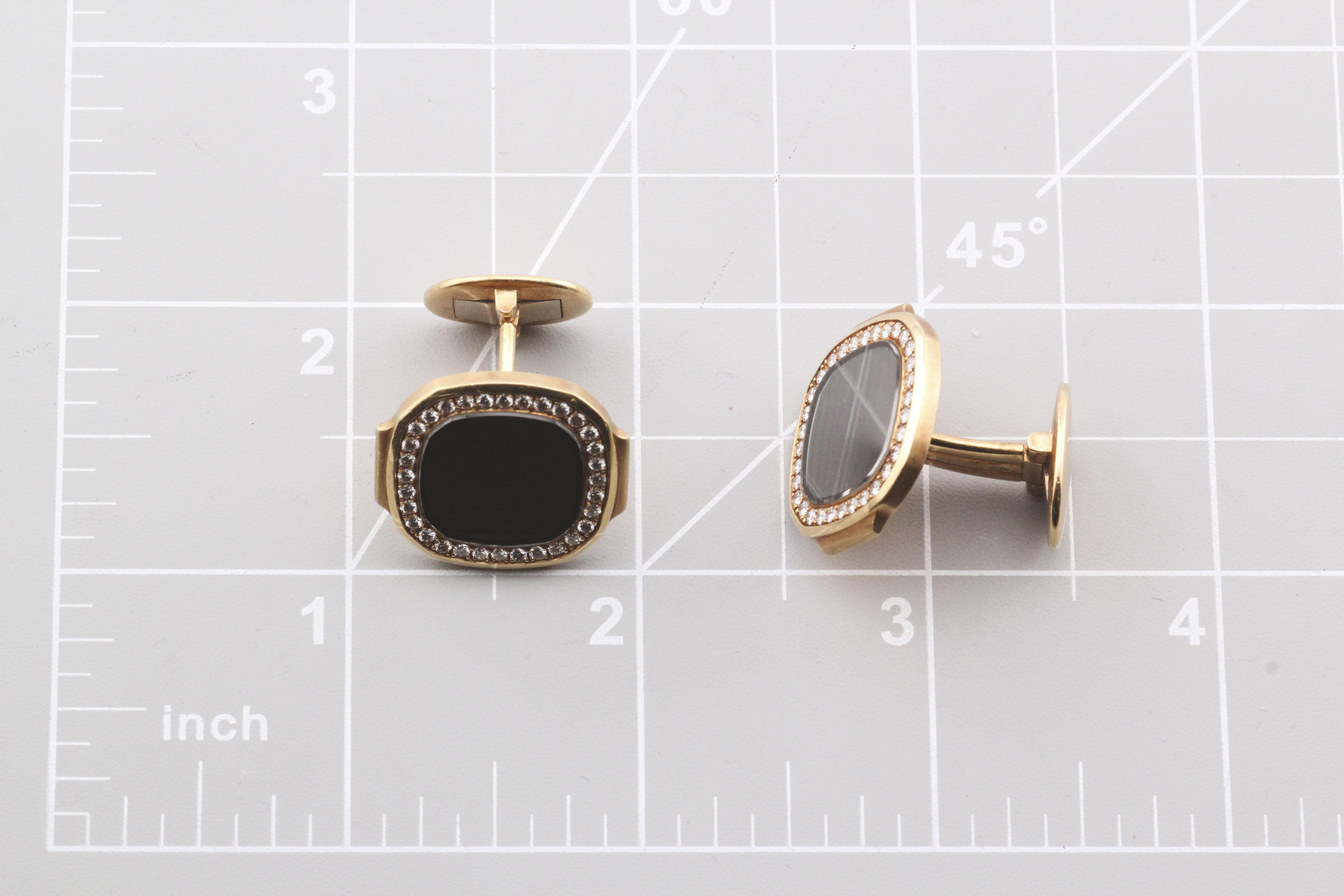 Manschettenknöpfe aus 18 Karat Gelbgold mit großem Nautilus-Diamant von Patek Philippe, Vintage 6