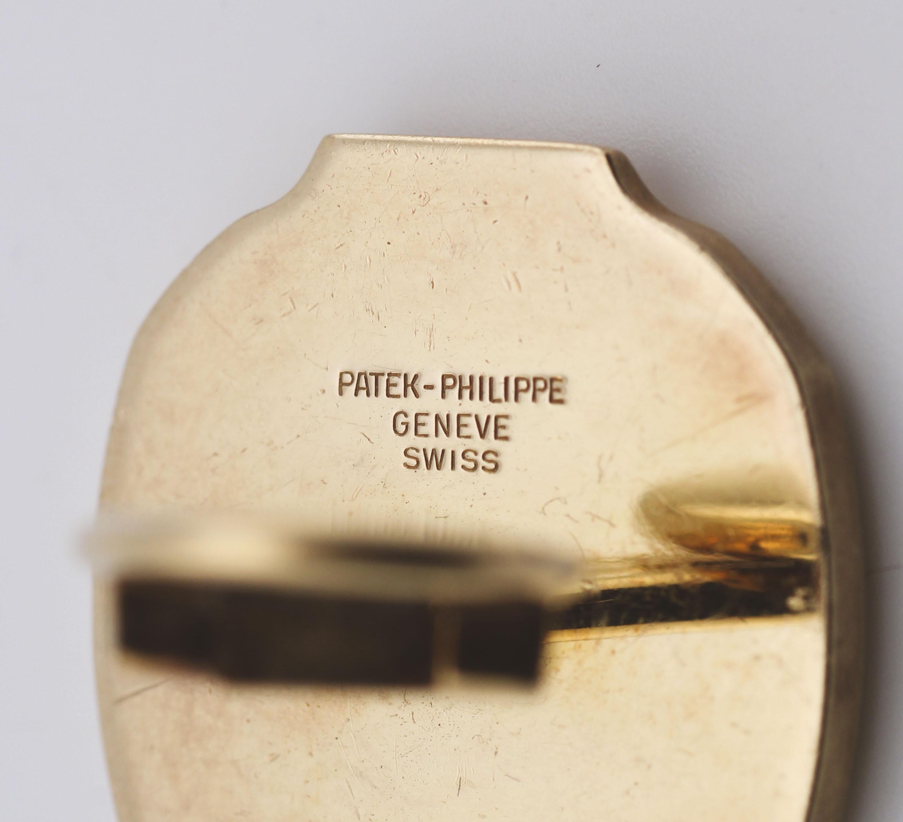 Manschettenknöpfe aus 18 Karat Gelbgold mit großem Nautilus-Diamant von Patek Philippe, Vintage 2