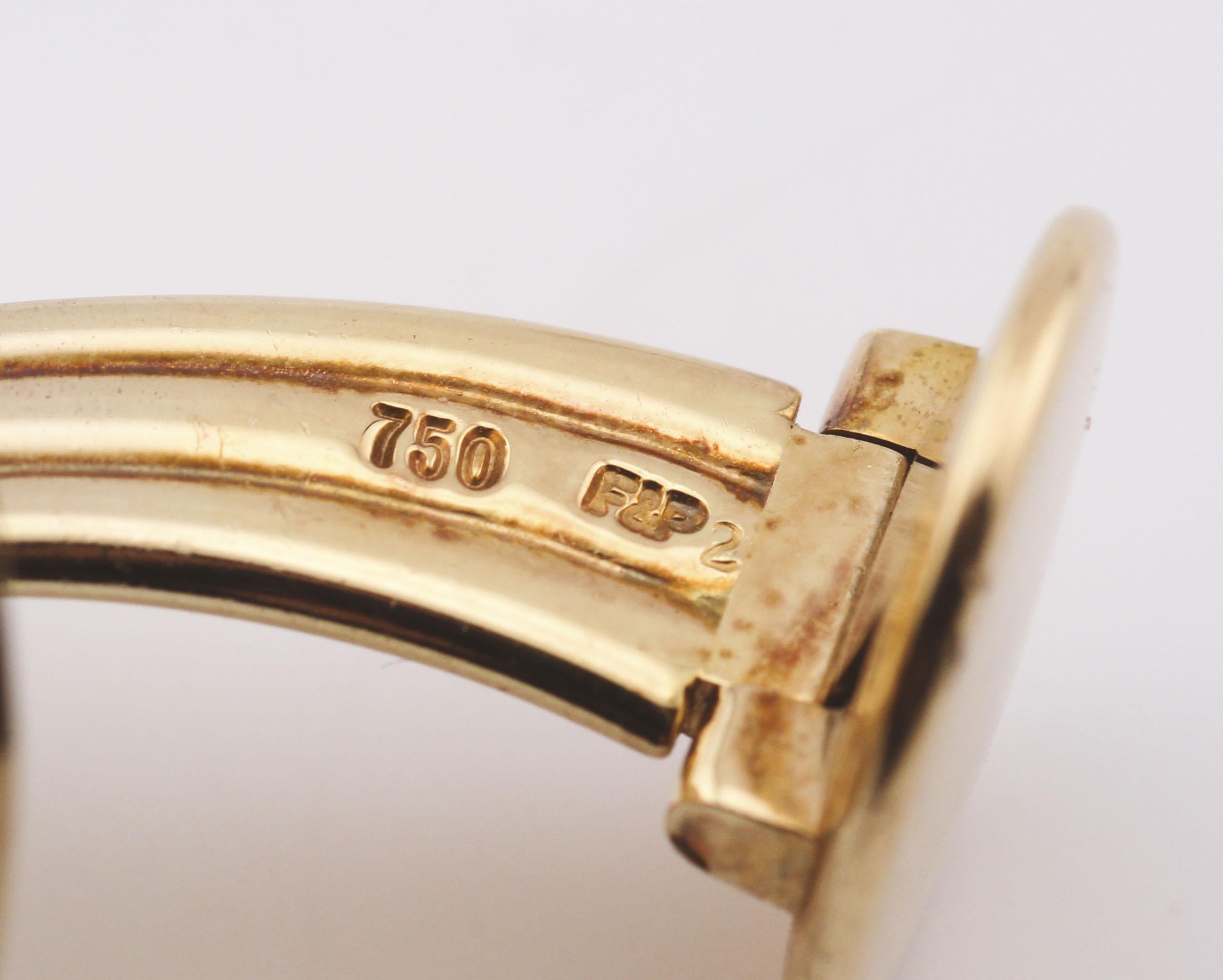 Manschettenknöpfe aus 18 Karat Gelbgold mit großem Nautilus-Diamant von Patek Philippe, Vintage 3