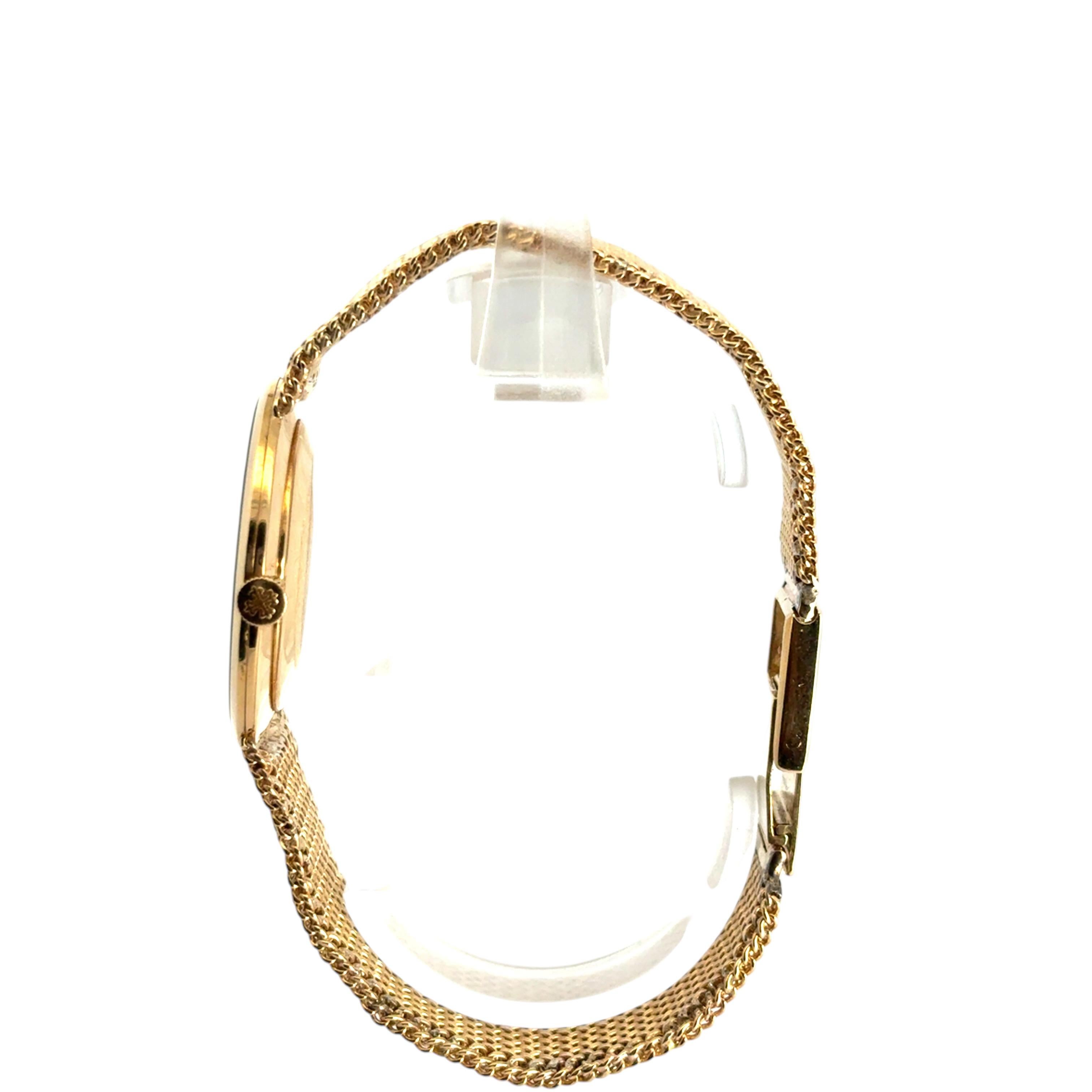 Patek Philippe Vintage Watch 18k Yellow Gold Black Dial Aftermarket 14k Bracelet For Sale 2