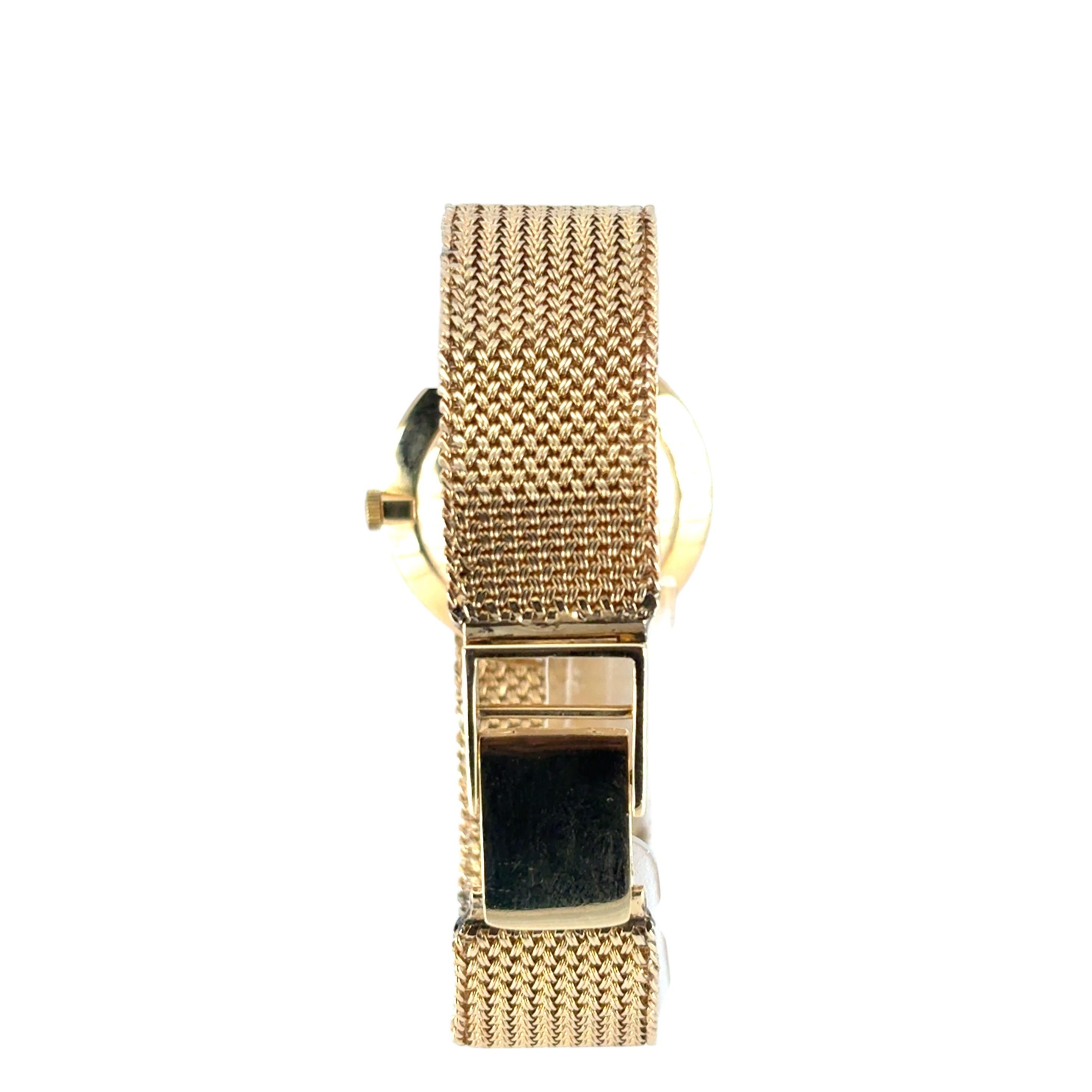 Patek Philippe Vintage Watch 18k Yellow Gold Black Dial Aftermarket 14k Bracelet For Sale 3