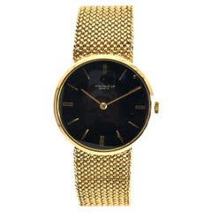 Patek Philippe Vintage Watch 18k Yellow Gold Black Dial Aftermarket 14k Bracelet