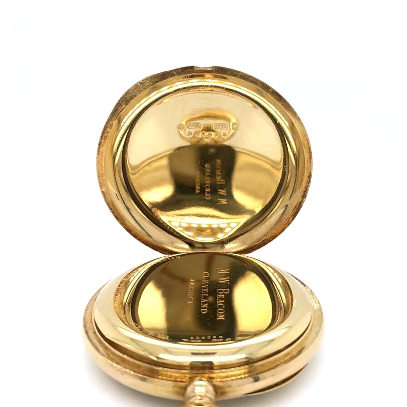 Moderniste Patek Philippe Waltham Railroad Montre de poche en or jaune 18 carats à remontage manuel en vente