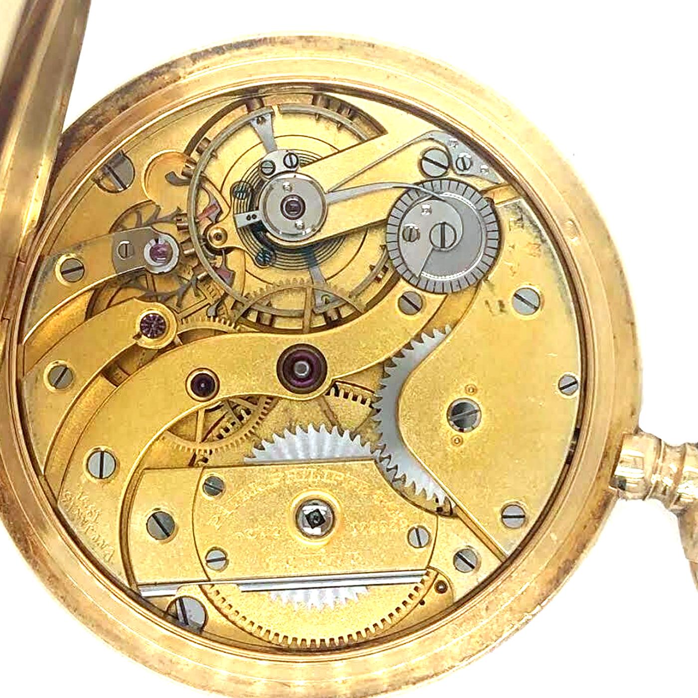 Modernist Patek Philippe Waltham Railroad 18K Yellow Gold Manual-Wind Pocket Watch For Sale