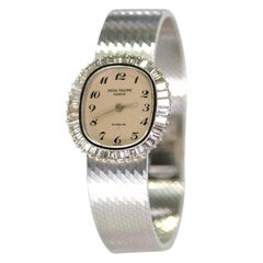 Patek Philippe White Gold Baguette Diamond Bracelet Manual Wind Watch 'Ref 4138'