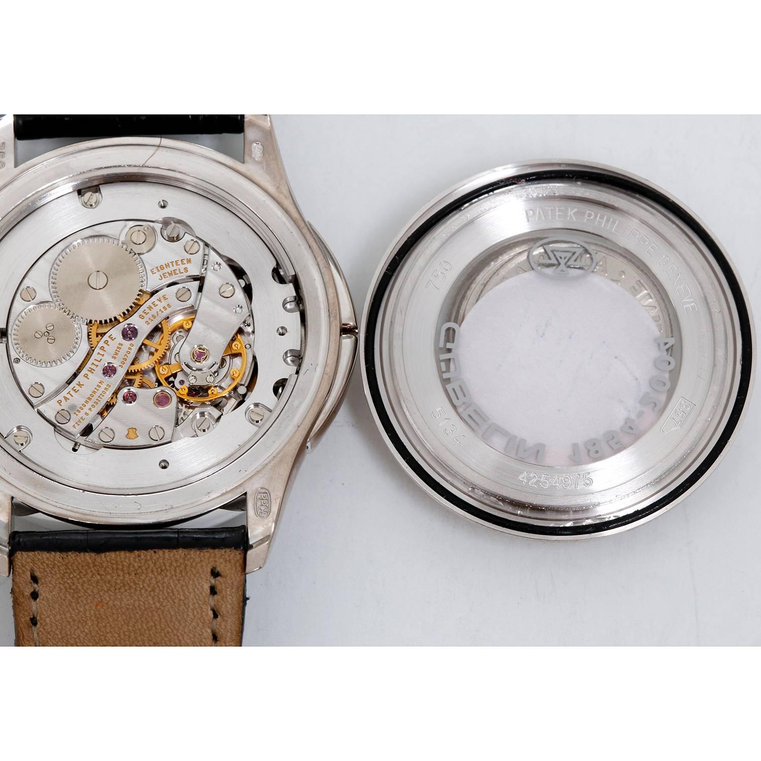 Men's Patek Philippe White Gold Calatrava Travel Time 150 Ann Gubelin Wristwatch