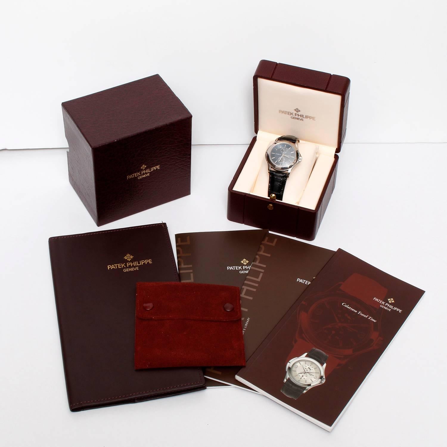 Patek Philippe White Gold Calatrava Travel Time 150 Ann Gubelin Wristwatch  1
