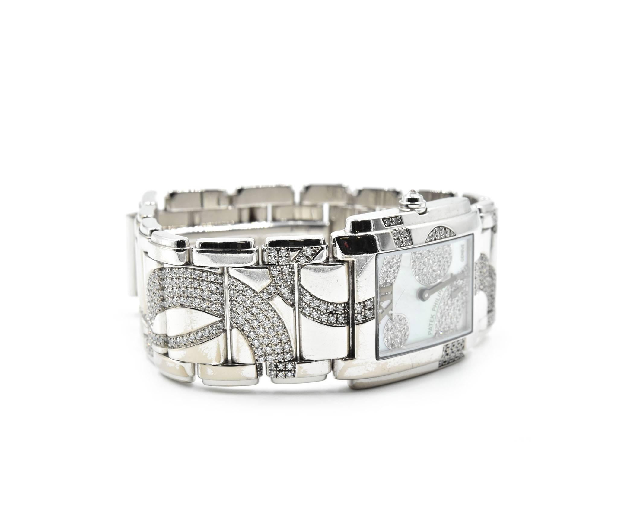 Women's Patek Philippe White Gold Diamond Twenty-4 quartz Wristwatch Ref 4910-49G