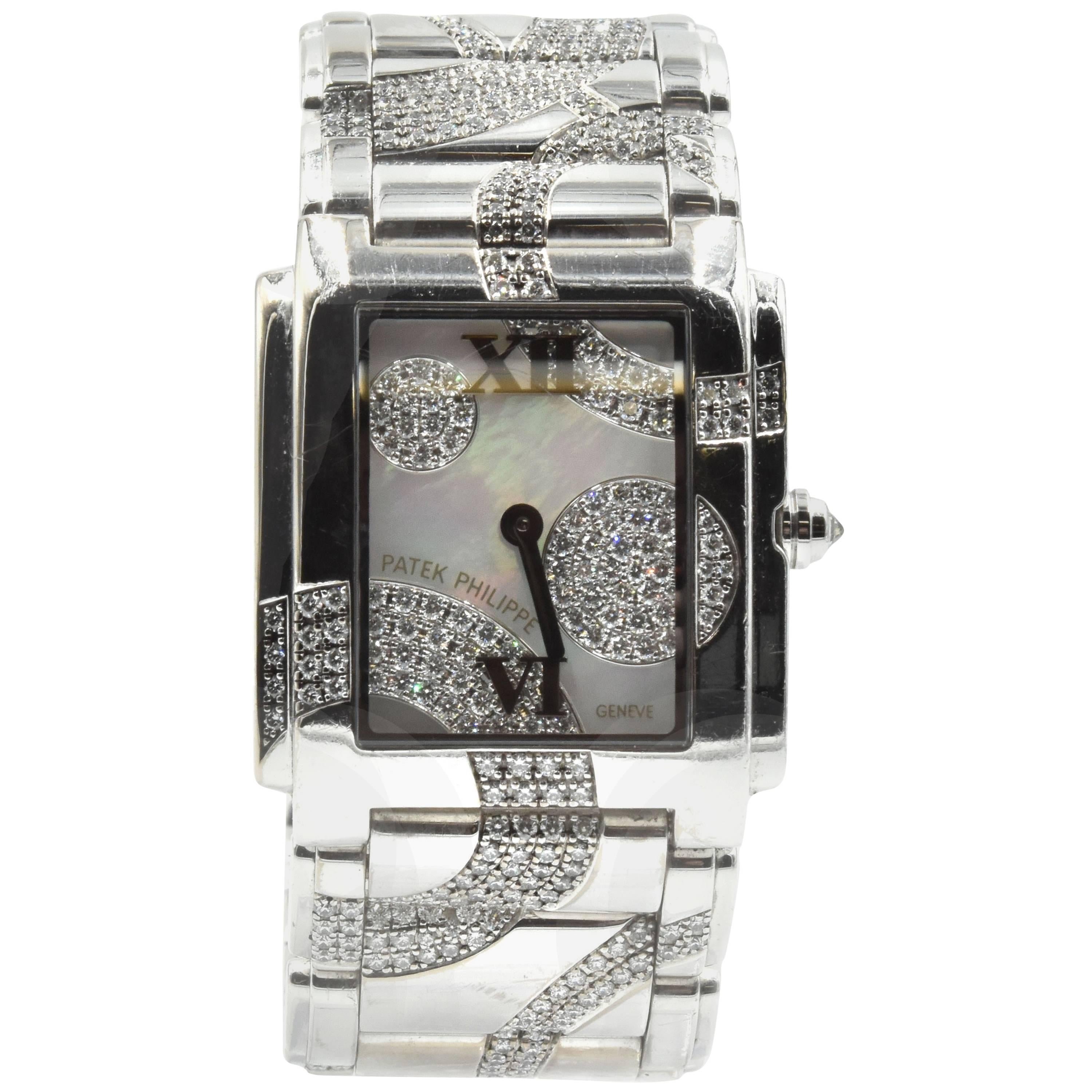 Patek Philippe White Gold Diamond Twenty-4 quartz Wristwatch Ref 4910-49G