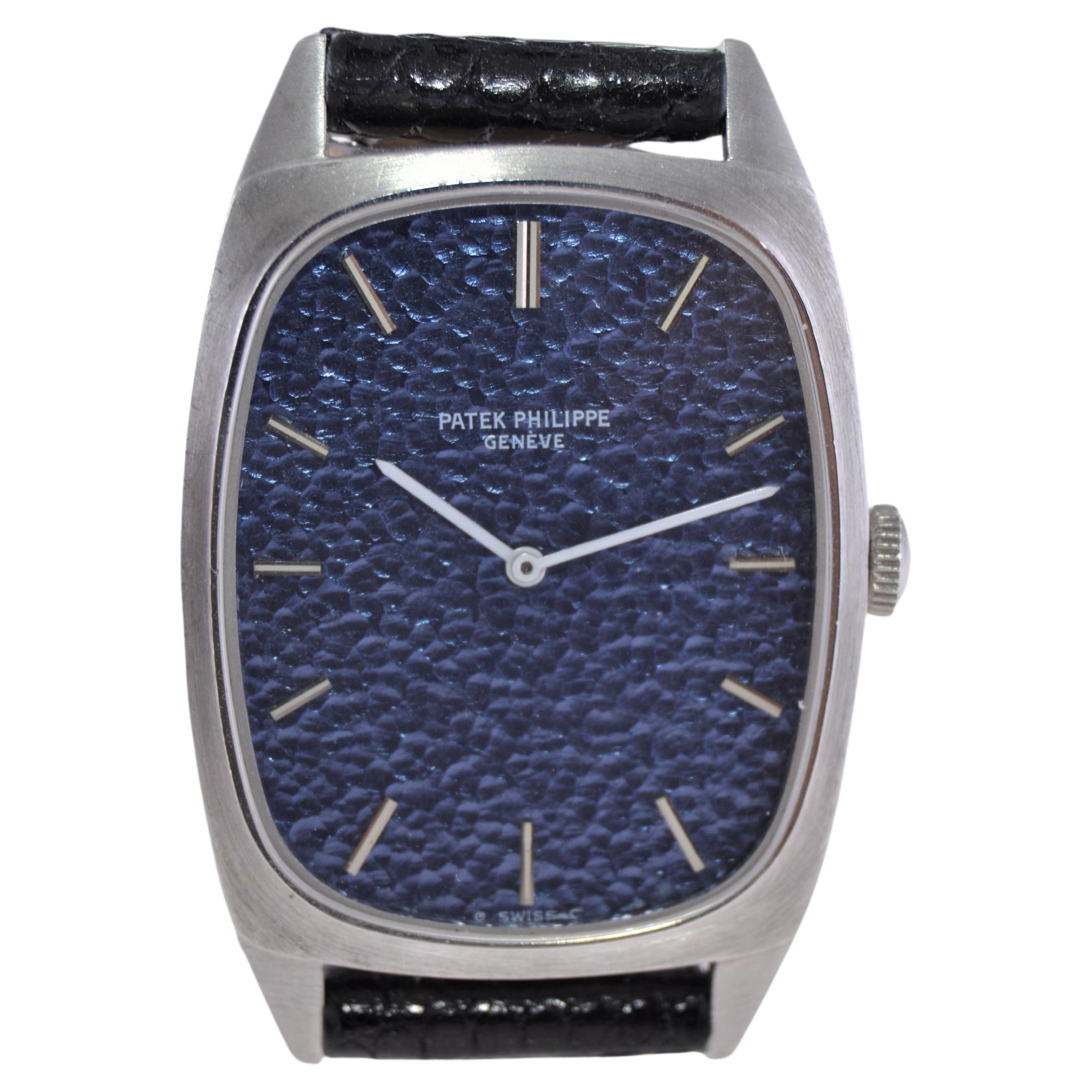  Patek Philippe Montre de style robe en or blanc avec cadran d'origine Unisexe 