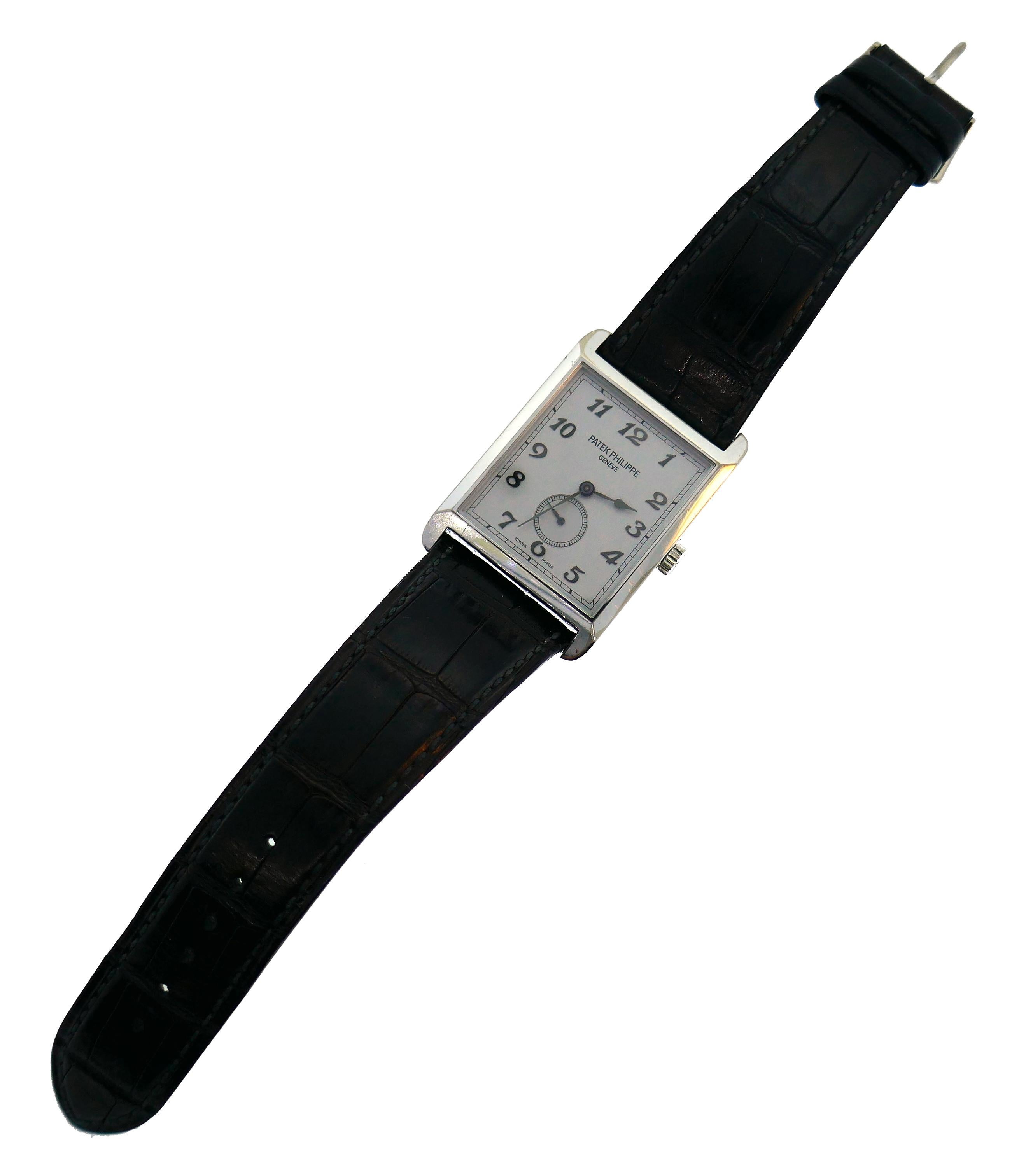 Women's or Men's Patek Philippe White Gold Manual Wind Wristwatch For Sale