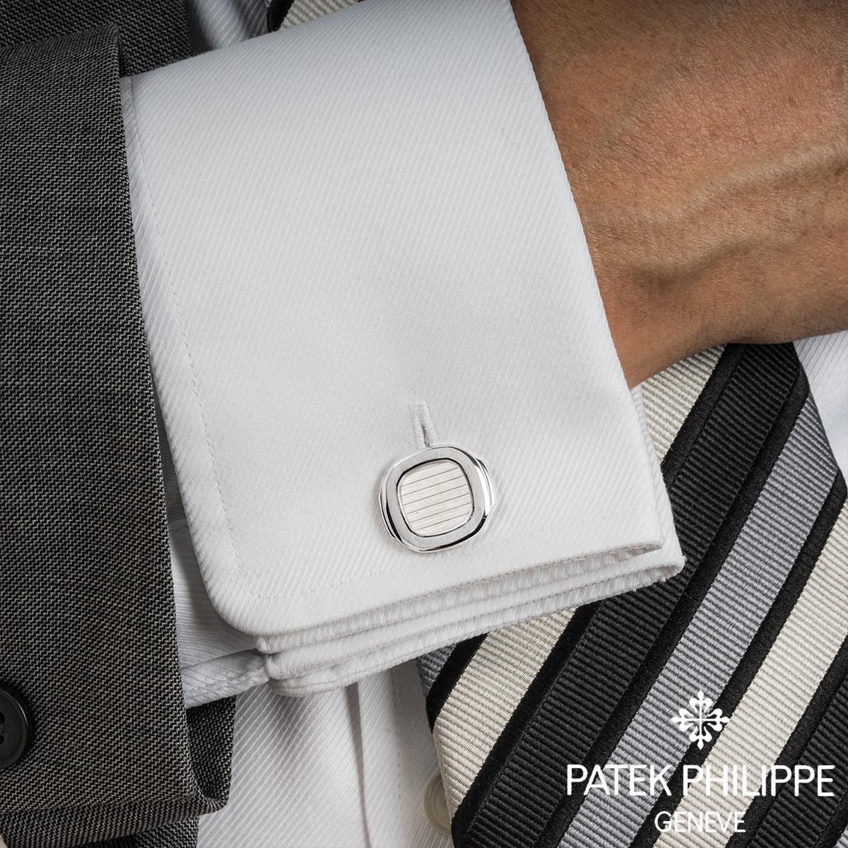 Patek Philippe White Gold Nautilus Cufflinks In Excellent Condition For Sale In London, GB