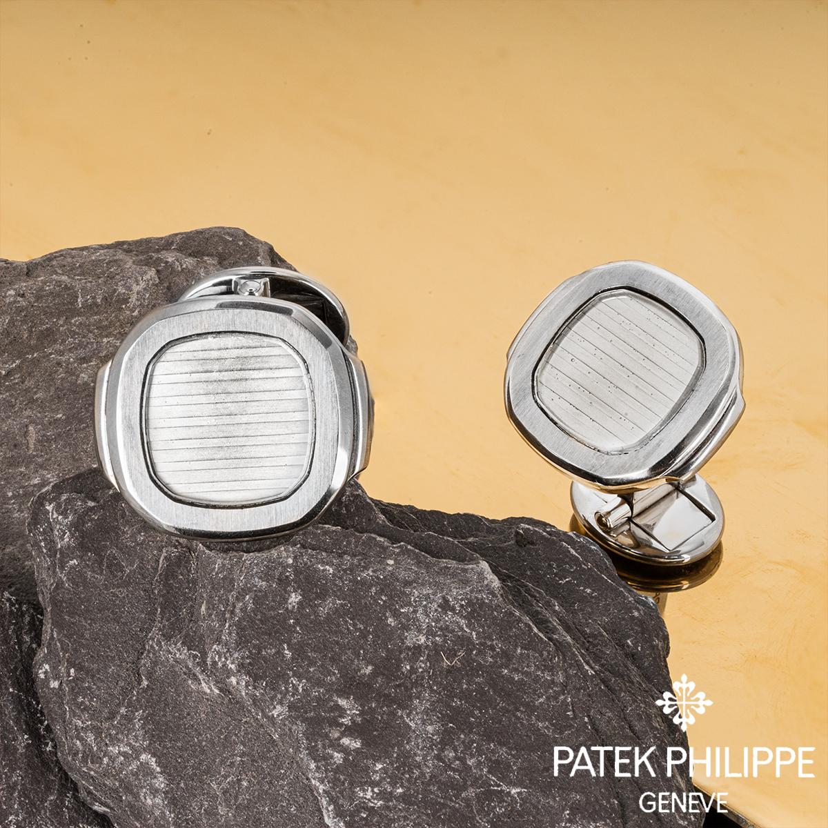 Men's Patek Philippe White Gold Nautilus Cufflinks For Sale
