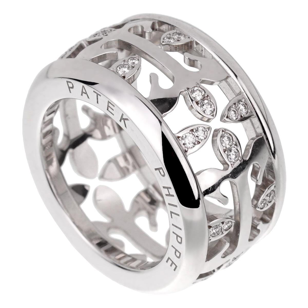 Patek Philippe Wide Diamond White Gold Calatrava Ring