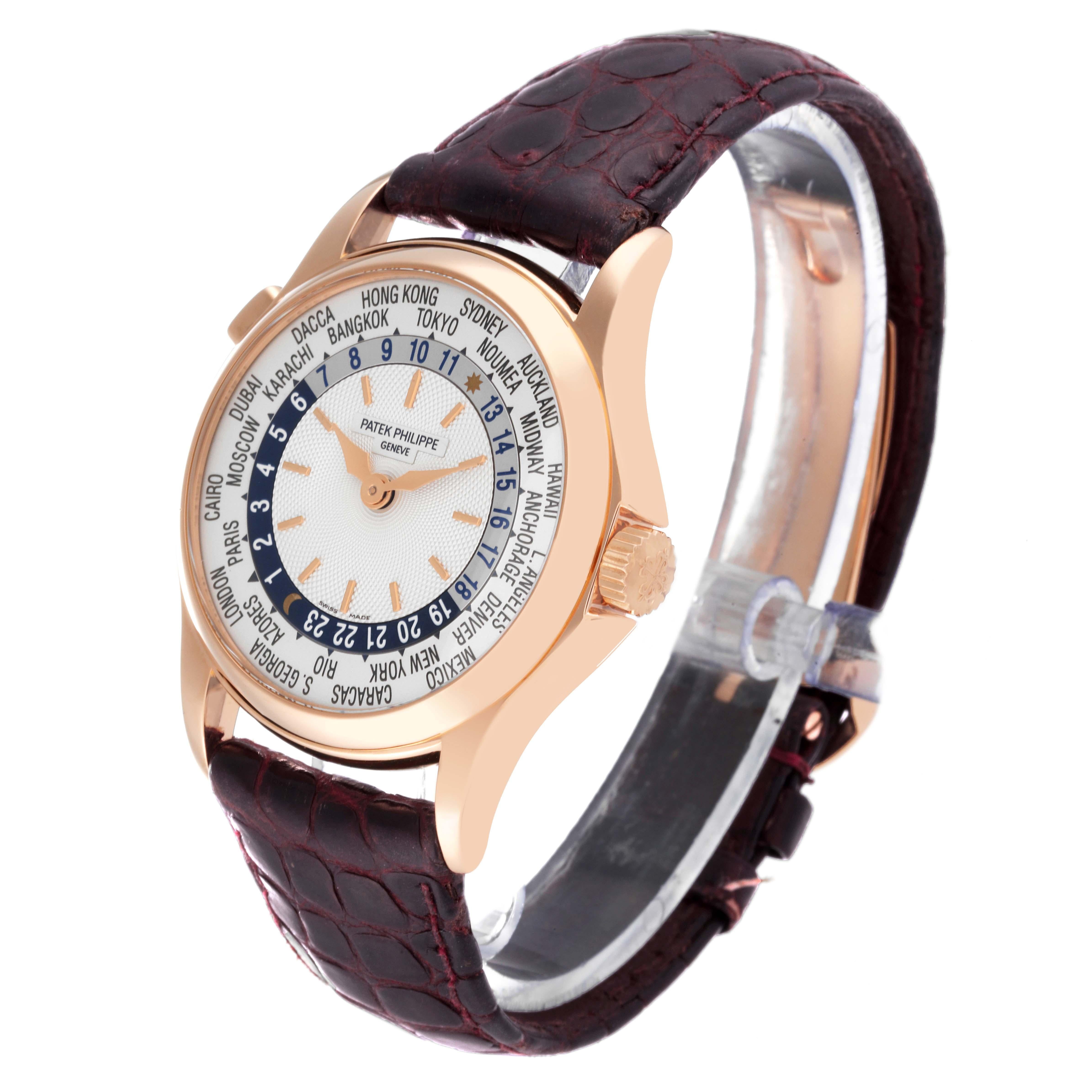 Patek Philippe World Time Automatic Silver Dial Rose Gold Mens Watch 5110 Pour hommes en vente
