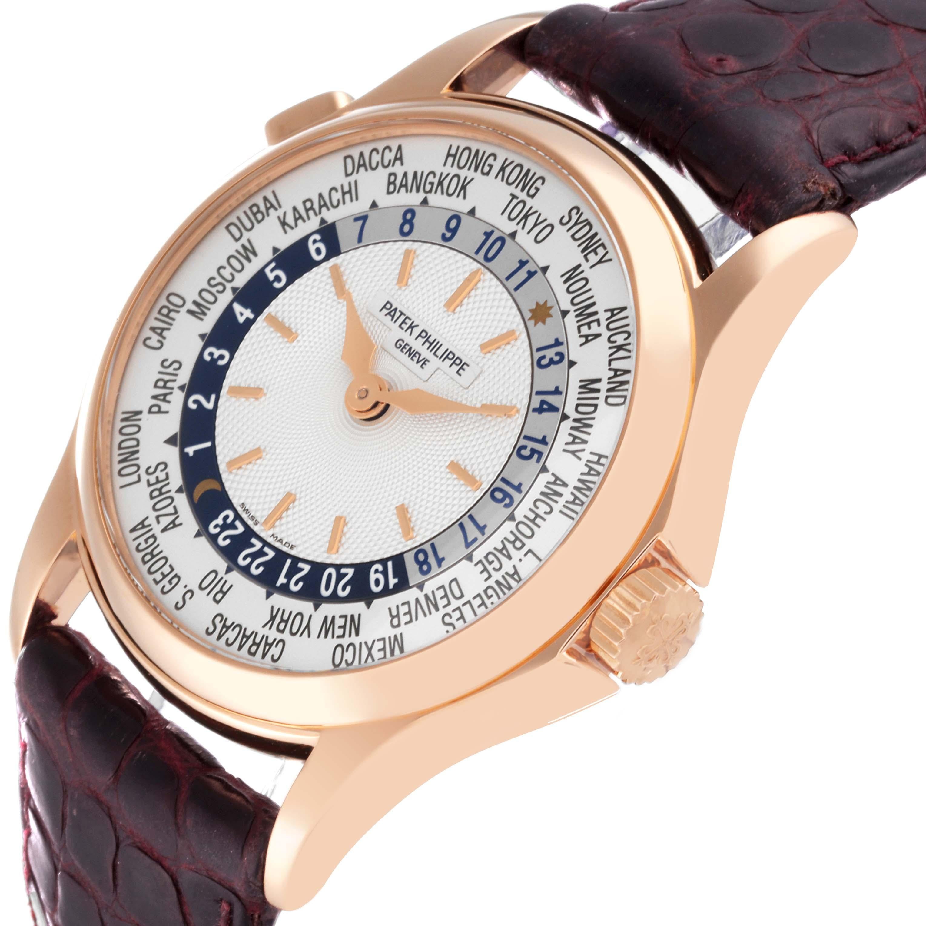 Patek Philippe World Time Automatic Silver Dial Rose Gold Mens Watch 5110 In Good Condition For Sale In Atlanta, GA