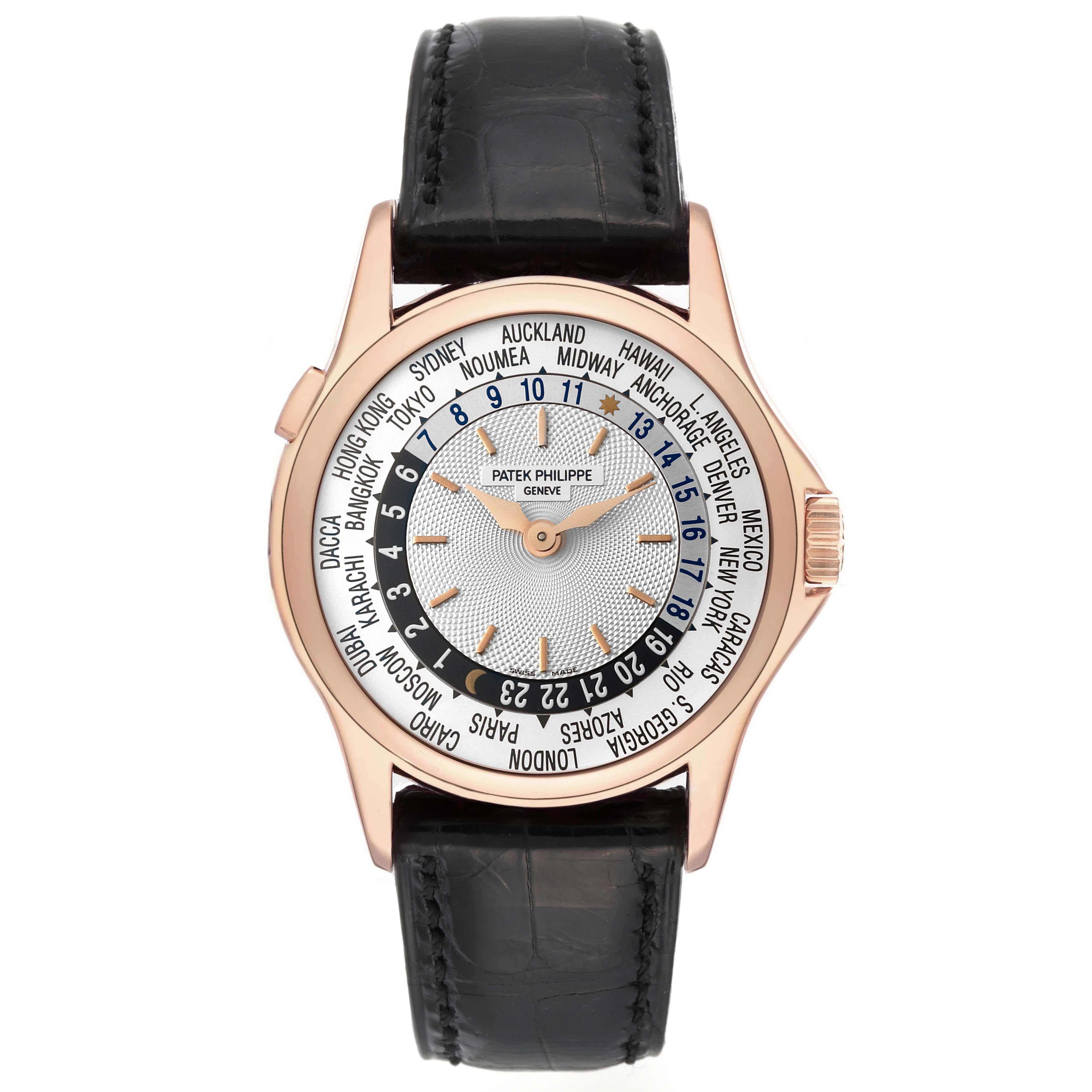 Patek Philippe World Time Automatic Silver Dial Rose Gold Mens Watch 5110 For Sale 1