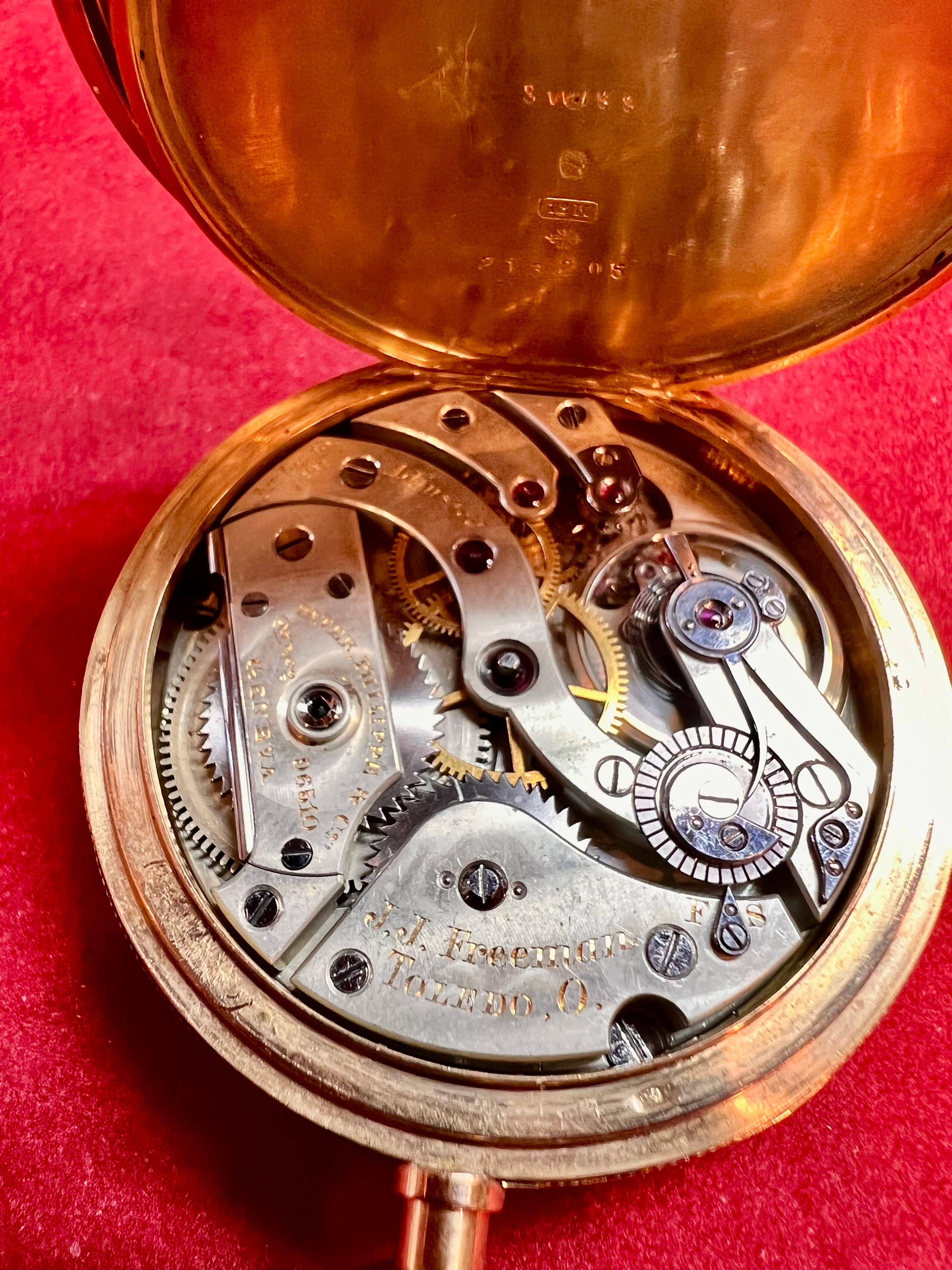 Patek Philippe XIX Century Open-Face 18k Gold Pocket Watch For Sale 4