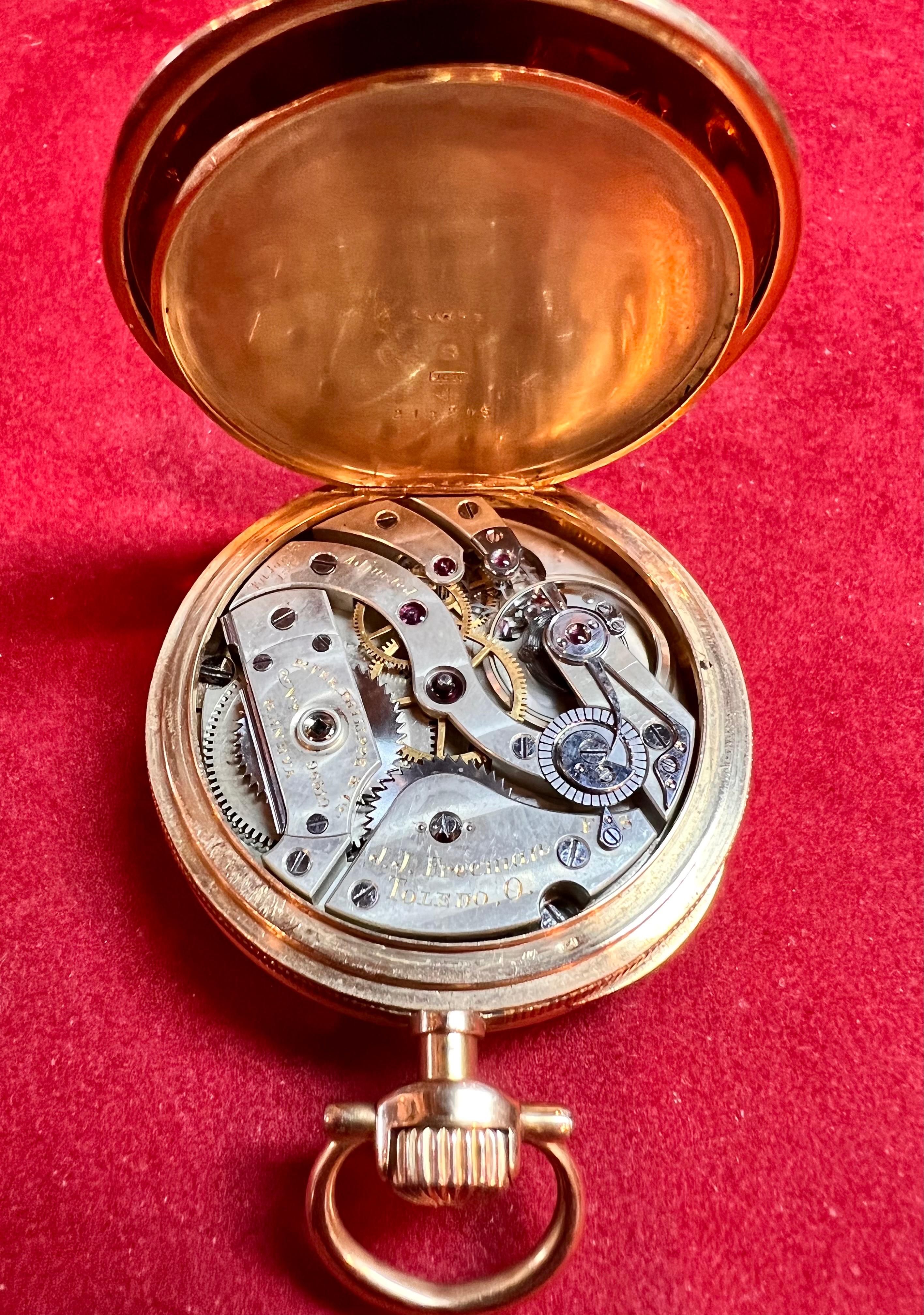 Offene 18k Gold-Taschenuhr von Patek Philippe XIX. Jahrhundert mit offenem Zifferblatt (Perle) im Angebot