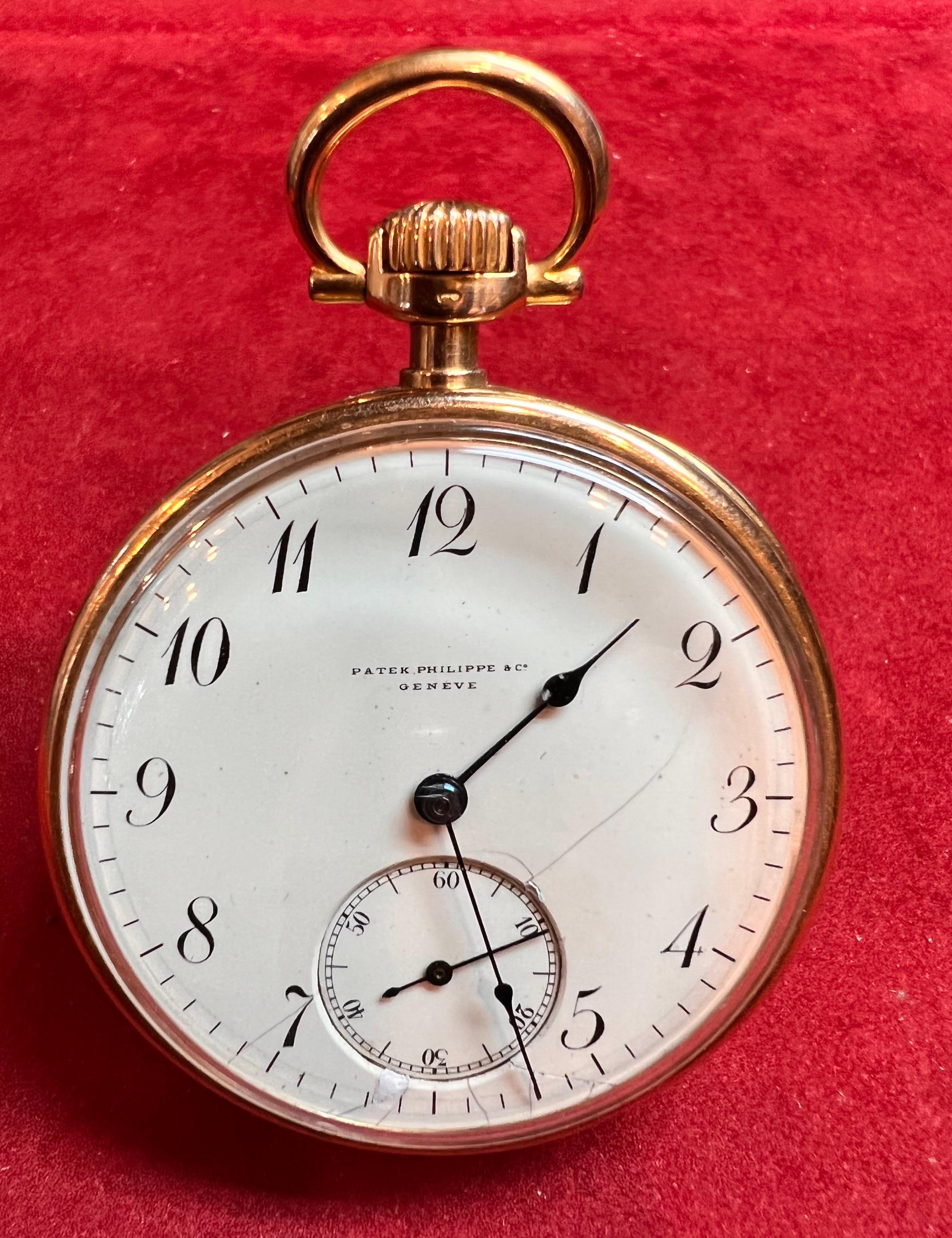 Men's Patek Philippe XIX Century Open-Face 18k Gold Pocket Watch For Sale