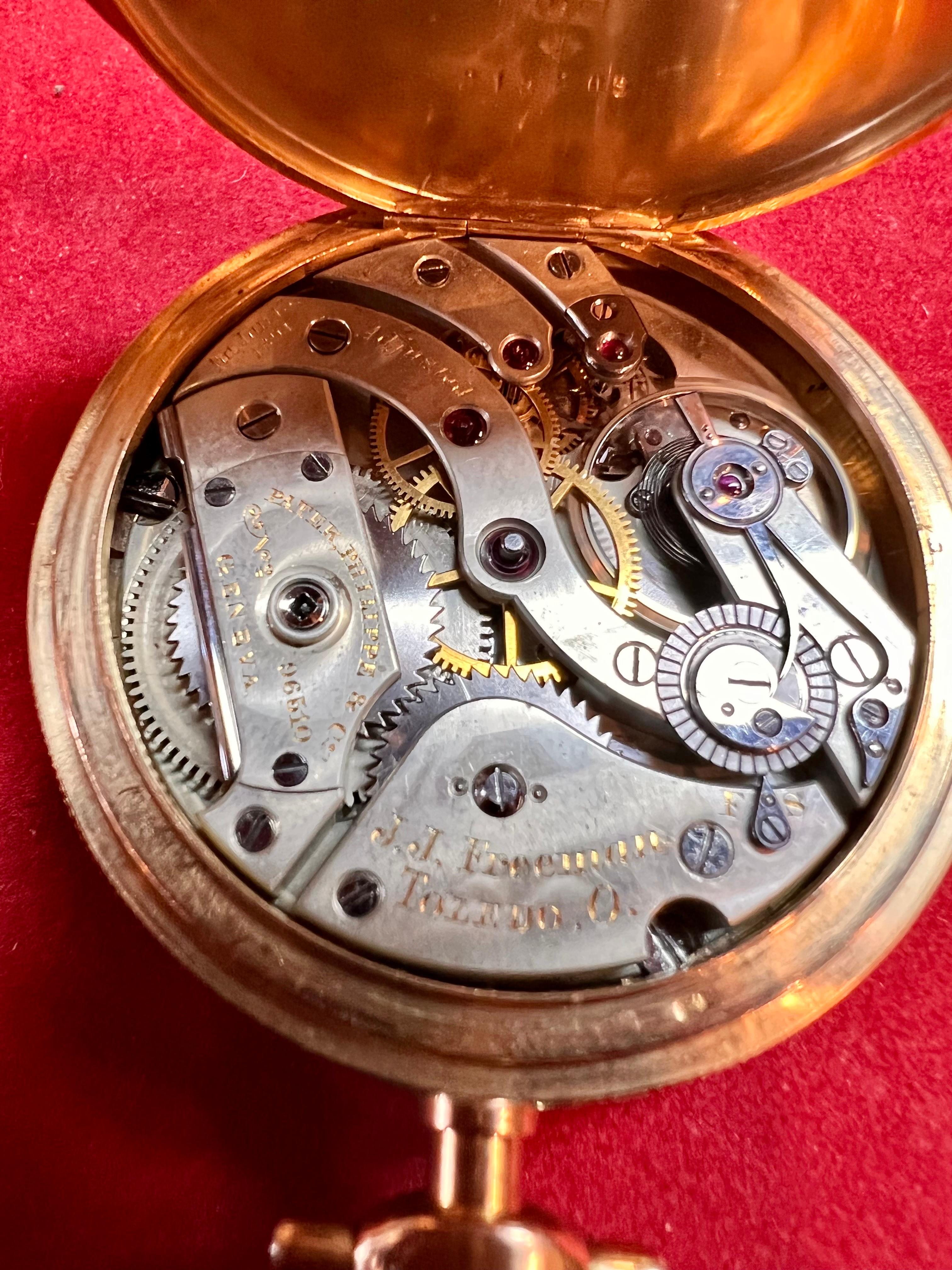 Patek Philippe XIX Century Open-Face 18k Gold Pocket Watch For Sale 1