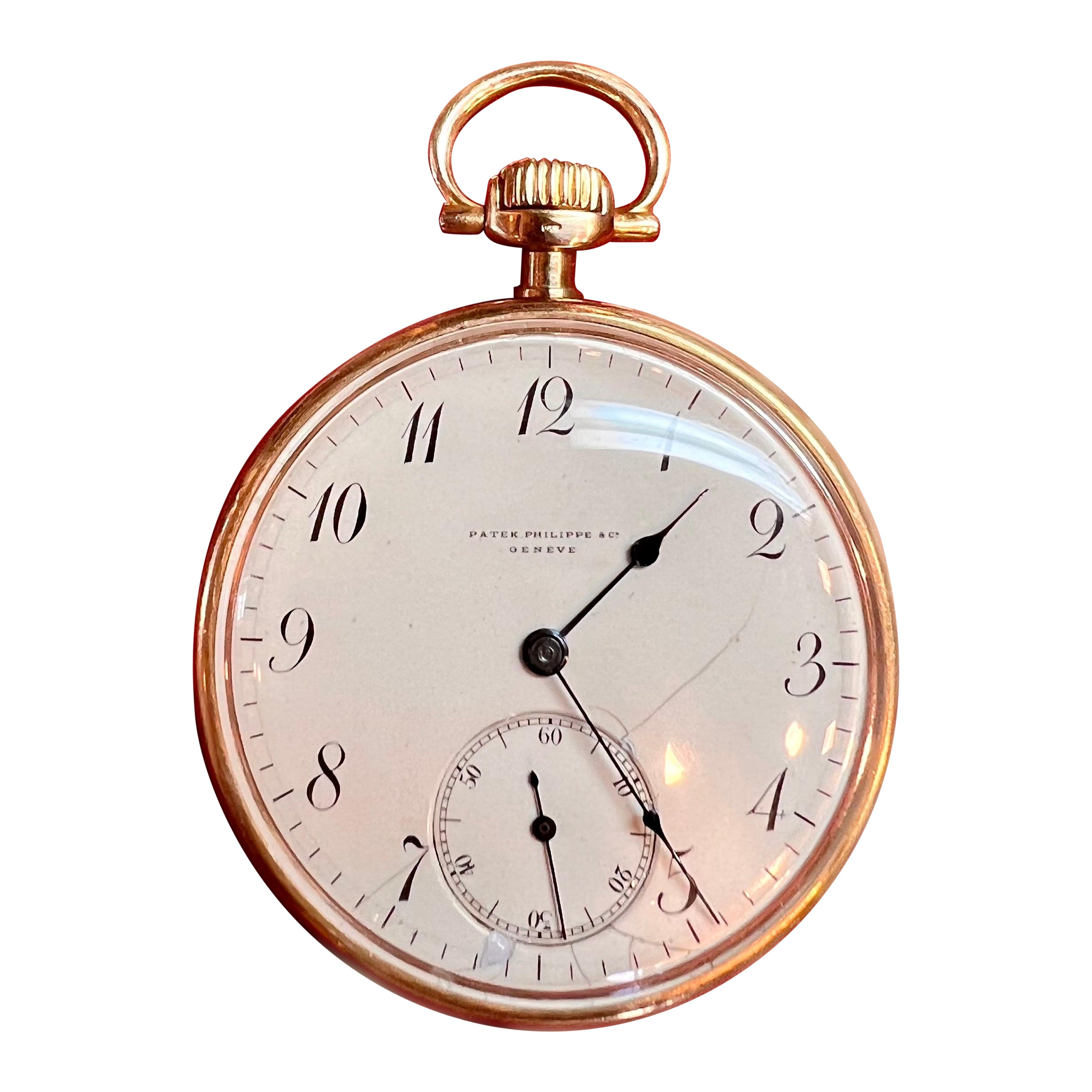 Patek Philippe XIX secolo, orologio da tasca in oro 18 carati a faccia aperta