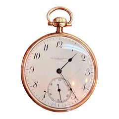 Patek Philippe XIX secolo, orologio da tasca in oro 18 carati a faccia aperta