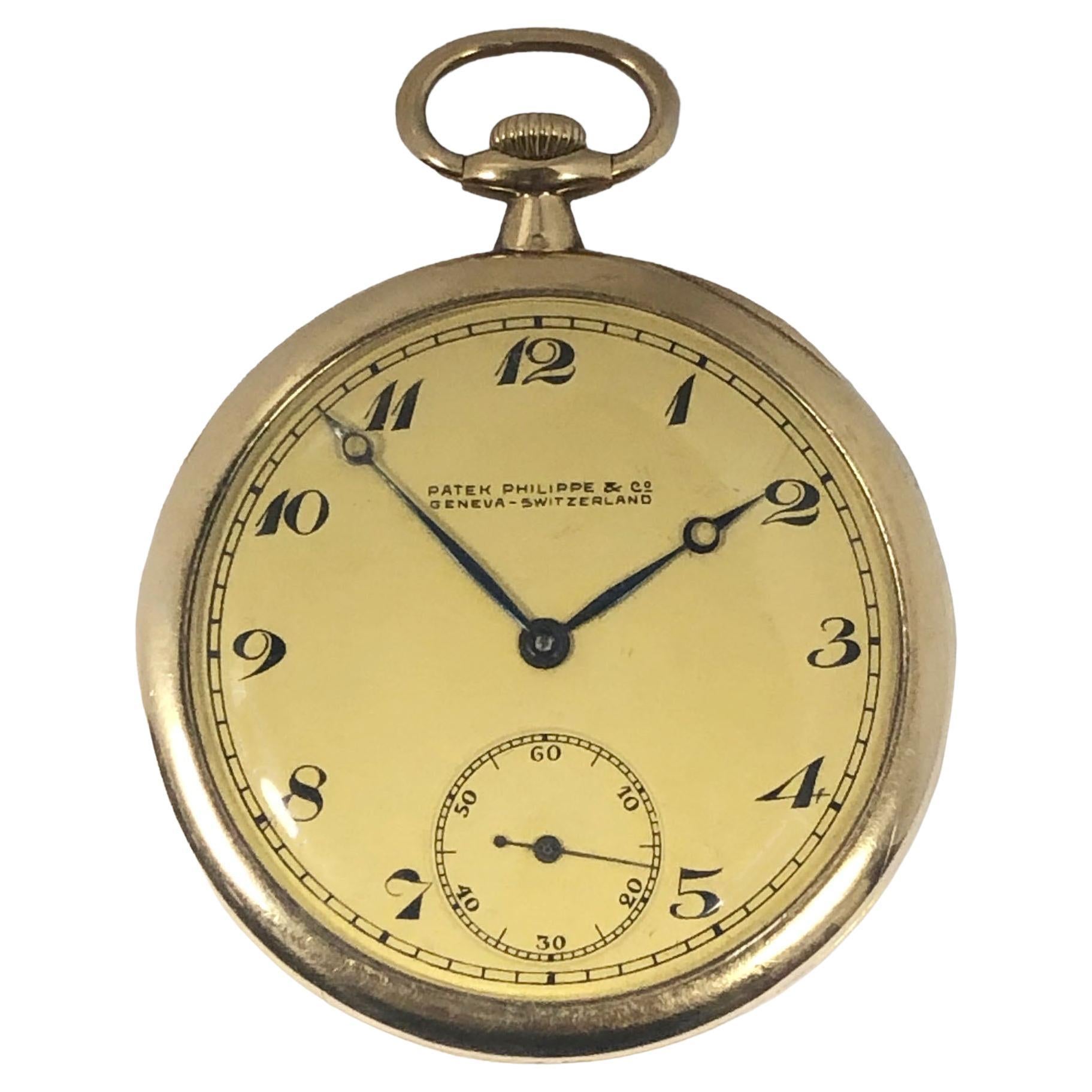Patek Philippe Yellow Gold 1920s Pocket Watch For Sale