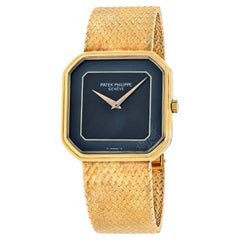 Used Patek Philippe Yellow Gold 1970's Blue Square Dial Manual Ladies Mens Watch