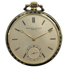 Antique Patek Philippe Yellow Gold and Enamel Art Deco Pocket Watch 