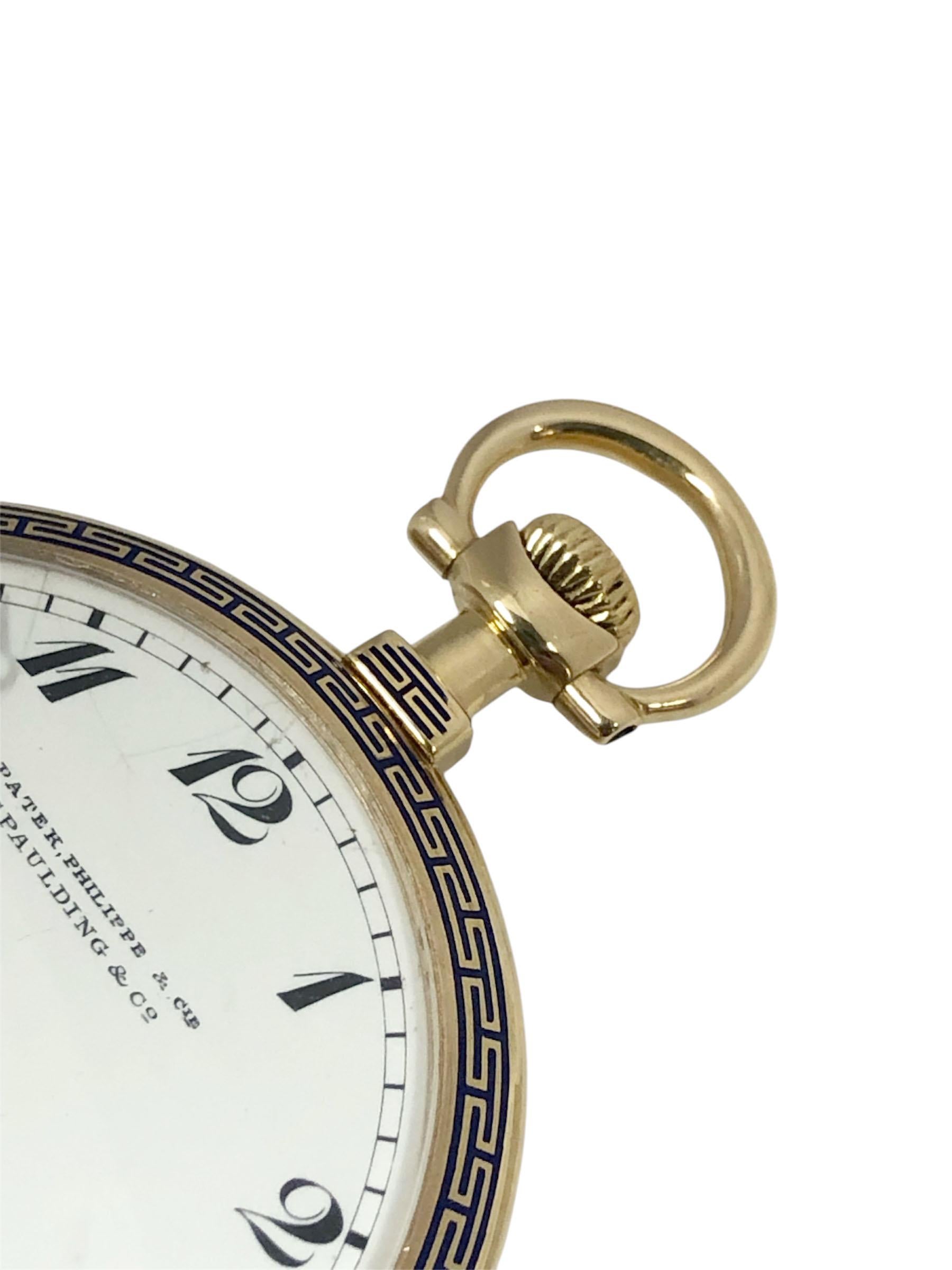 Patek Philippe Yellow Gold and Enamel Pocket Watch In Excellent Condition For Sale In Chicago, IL