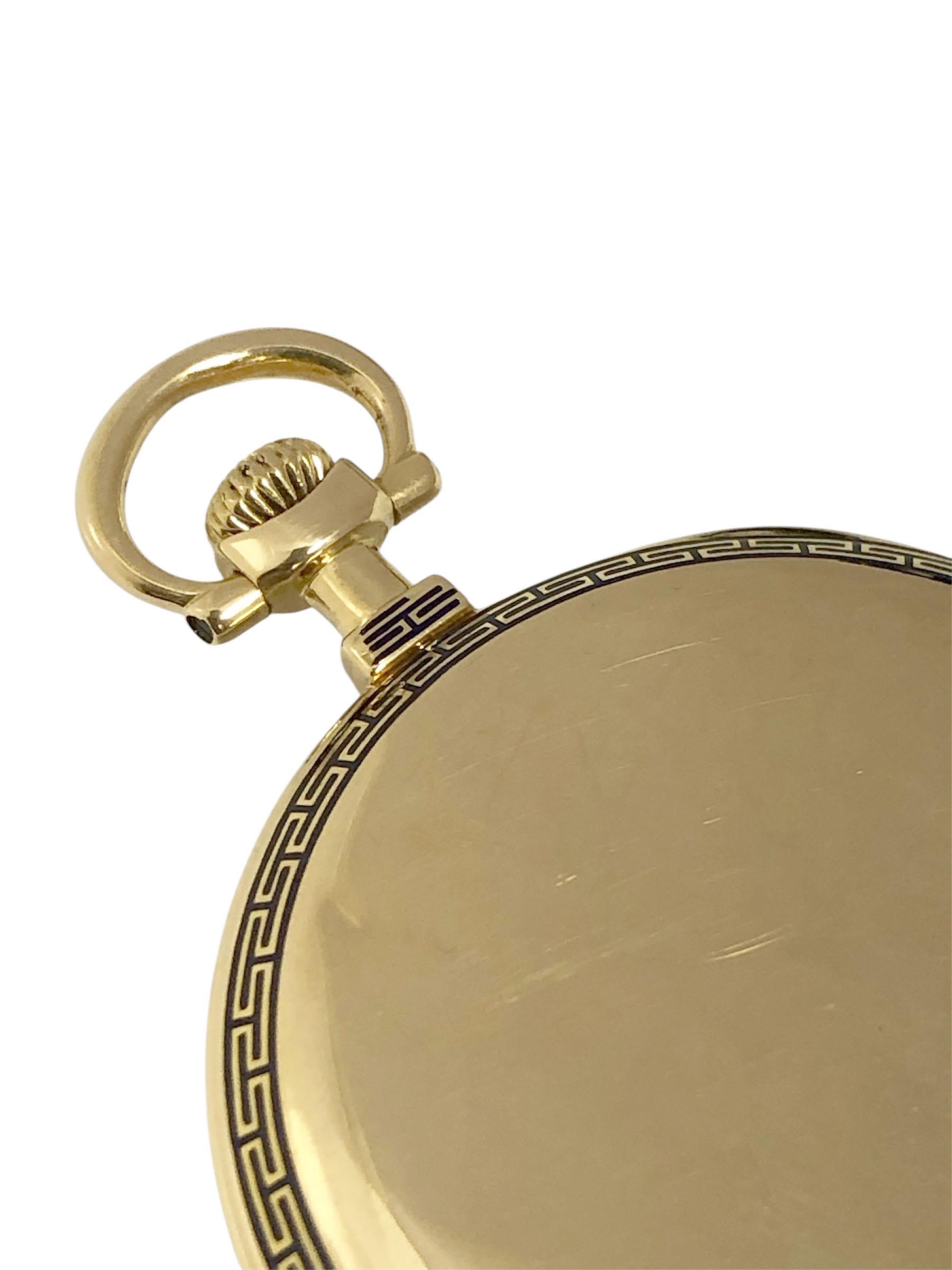 Women's or Men's Patek Philippe Yellow Gold and Enamel Pocket Watch For Sale