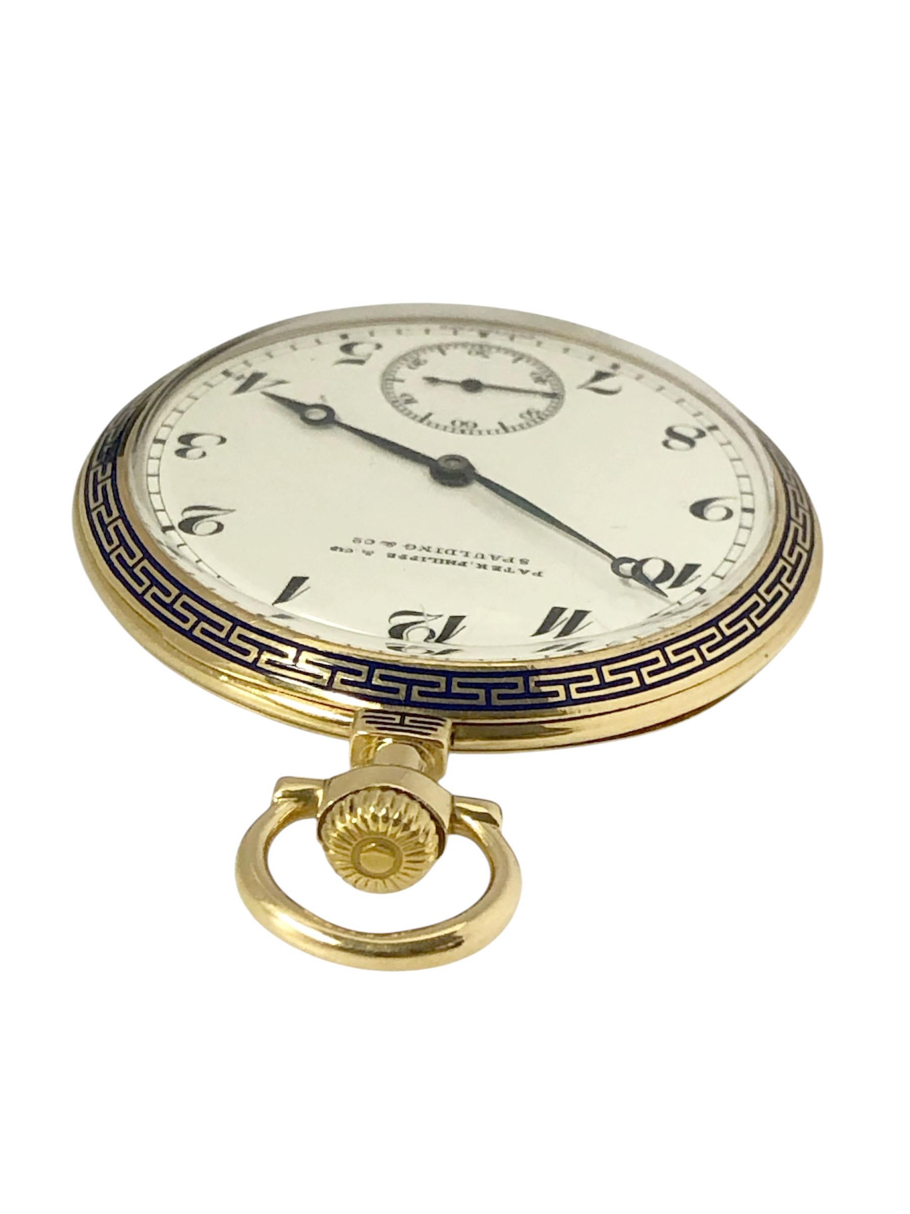 Patek Philippe Yellow Gold and Enamel Pocket Watch For Sale 1