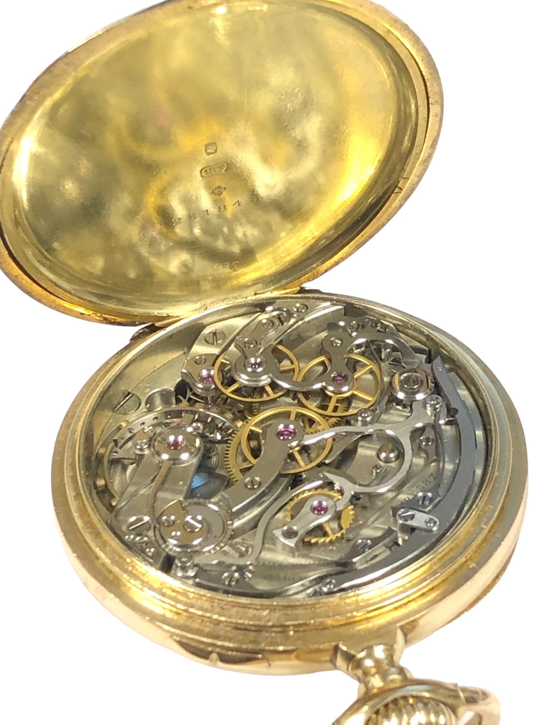 Patek Philippe Yellow Gold Antique Chronograph Pocket Watch For Sale 2