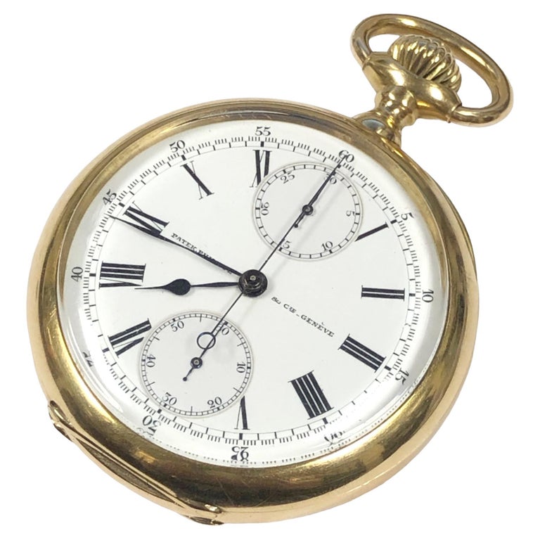 Patek Philippe Montre de poche chronographe ancienne en or jaune En vente  sur 1stDibs